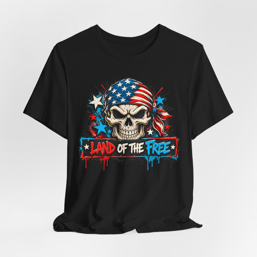 Land of the Free Skull T-Shirt | 4th of July American Flag Patriotic Graphic Tee