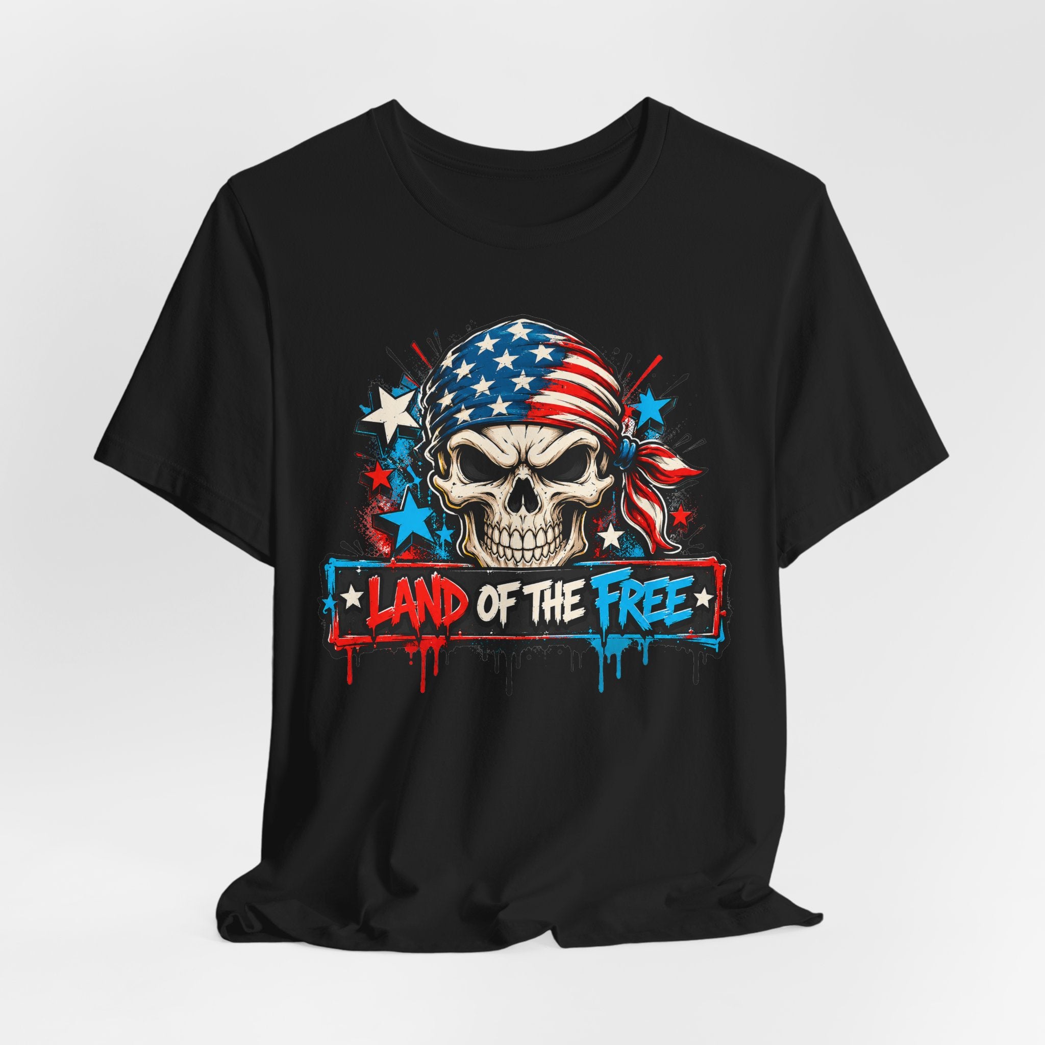 Land of the Free Skull T-Shirt | 4th of July American Flag Patriotic Graphic Tee