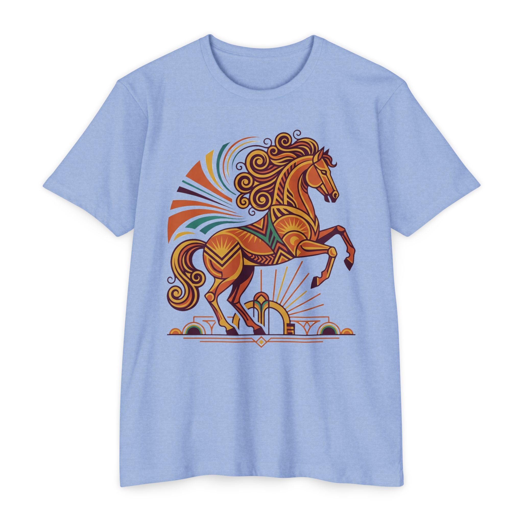 Horse T-Shirt Boho Prancing Horse Sunburst Illustration Graphic Tee Nature Lover Gift Unisex