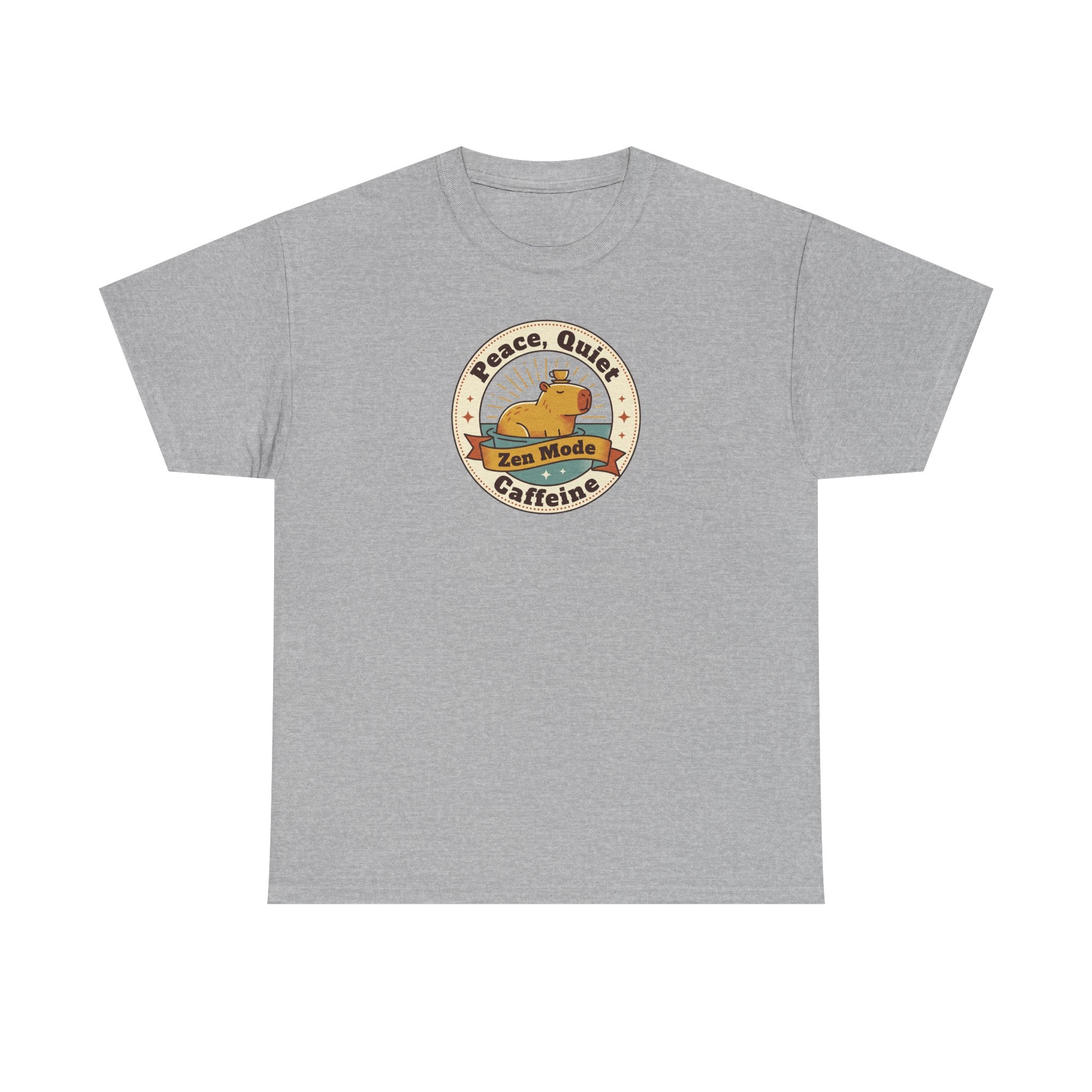 Peace Quiet Caffeine T-Shirt | Funny Zen Mode Capybara Graphic Tee