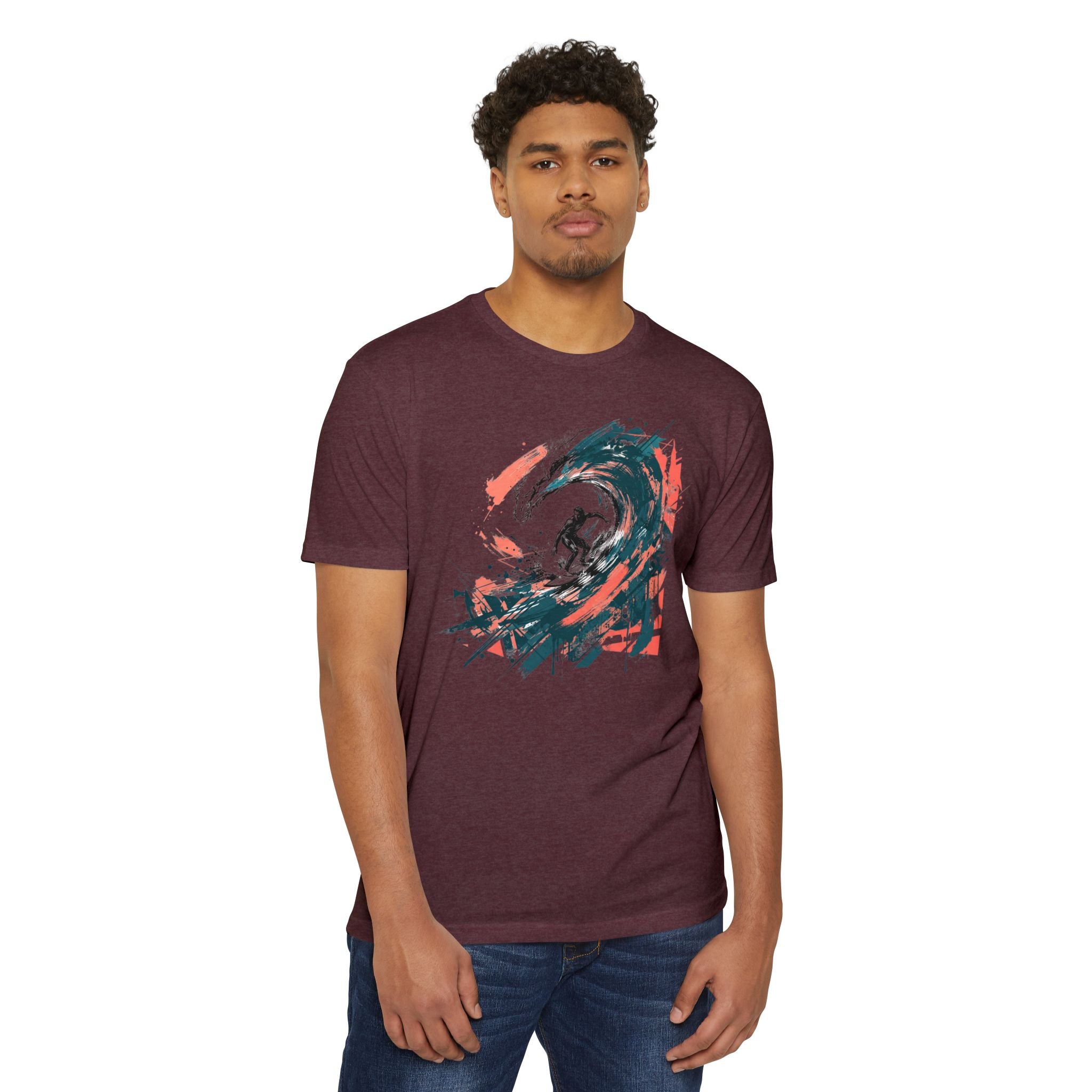 Surfer T-Shirt Wave Paintbrush Art Abstract Ocean Surf Graphic Tee Surfer Gift Beach Lover Unisex