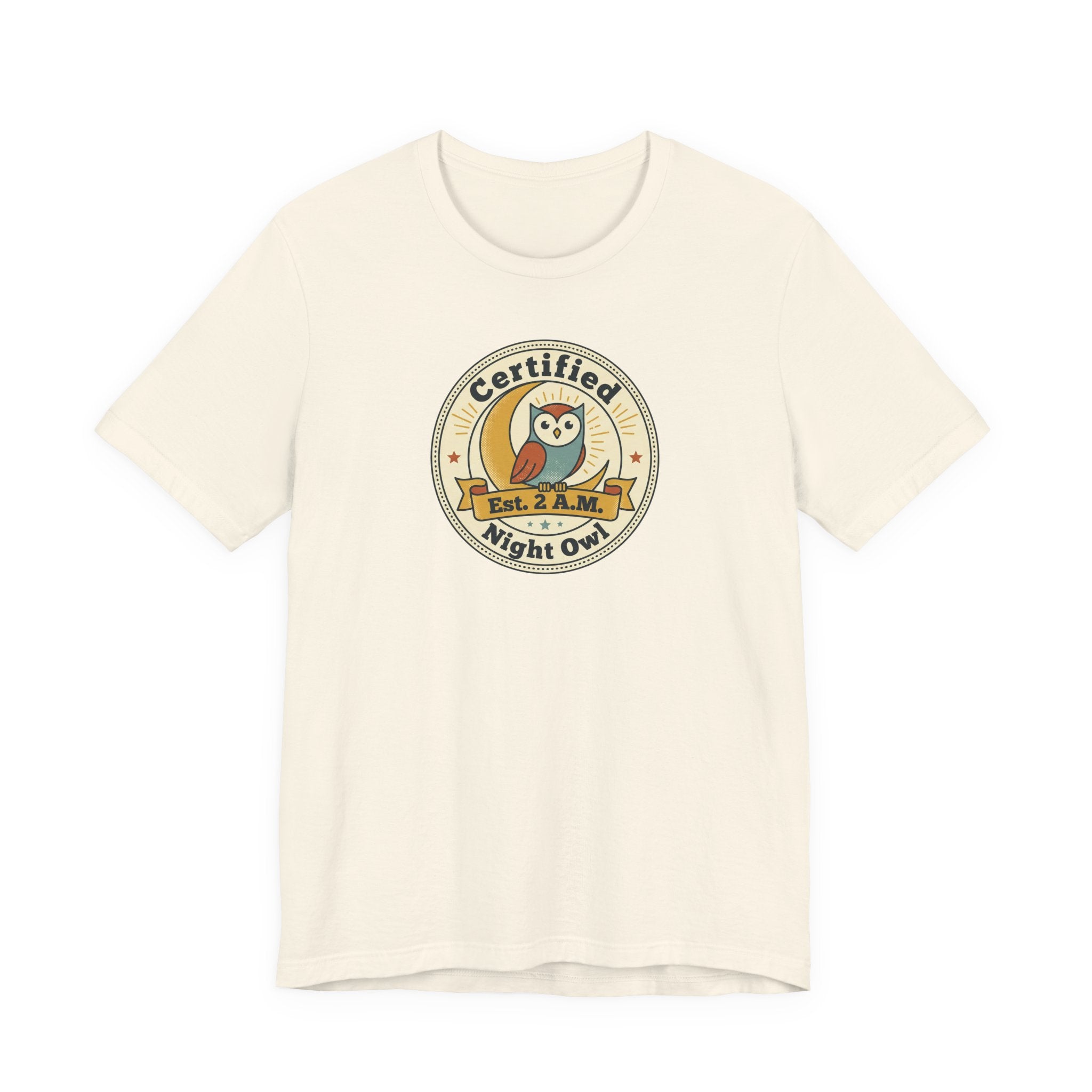 Certified Night Owl owl badge T-Shirt | 2 AM est. graphic tee