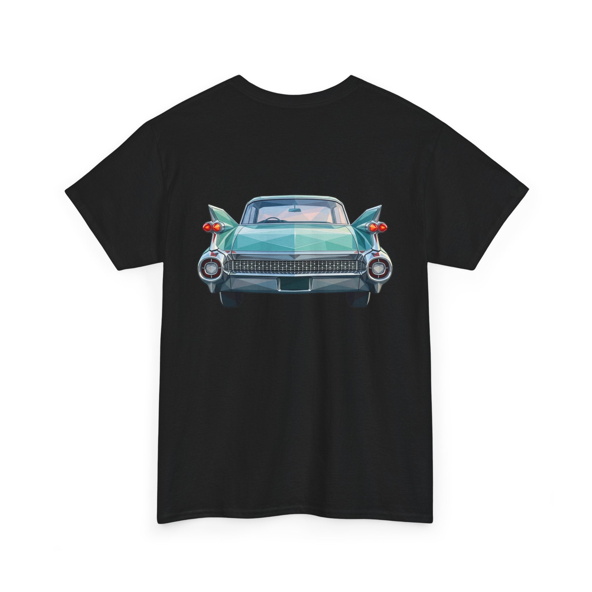 Classic Luxury Cruiser Car Tee | Big Fins Front & Rear Car Illustration