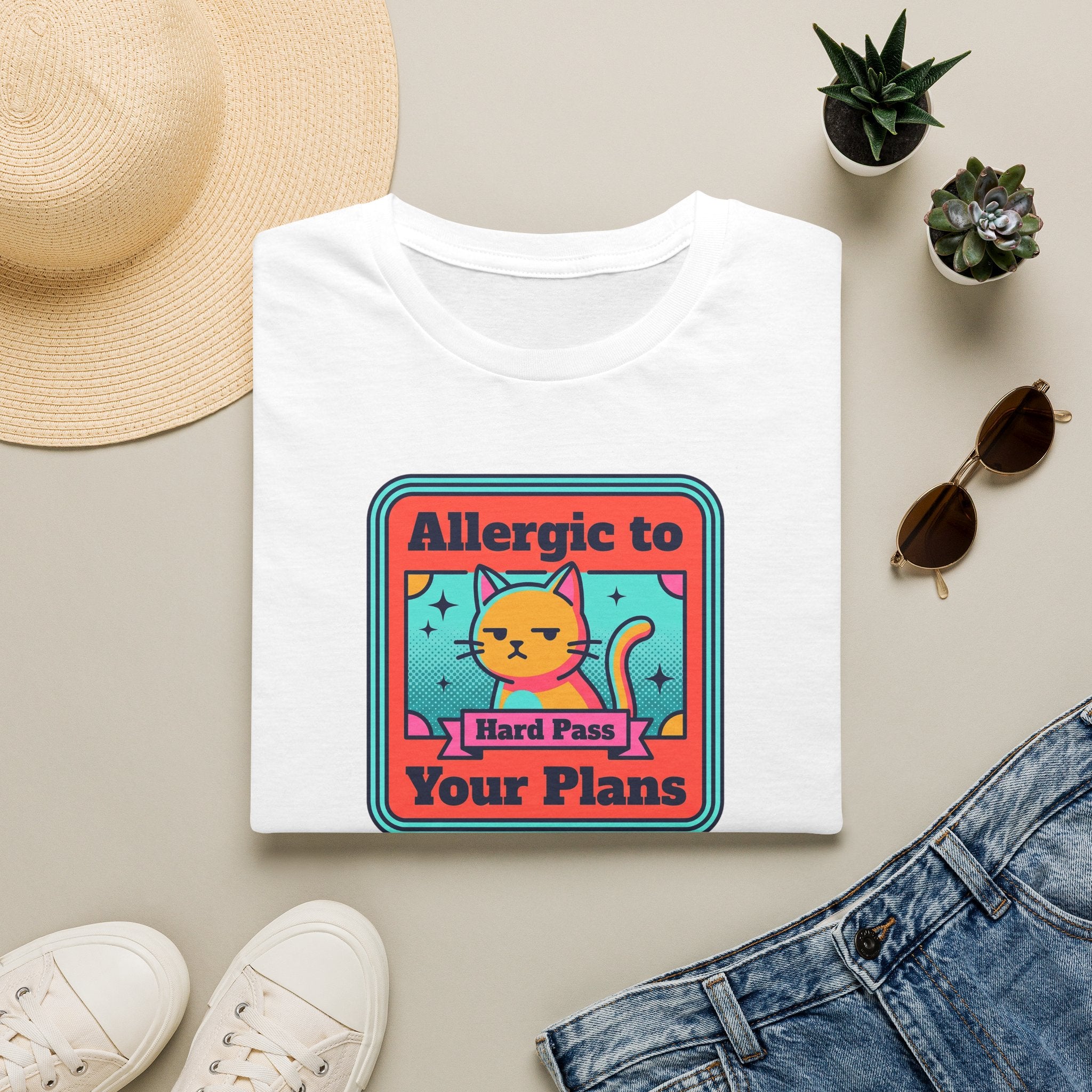 Allergic to Your Plans Cat T-Shirt | Funny Antisocial Introvert Cat Lover Graphic Tee