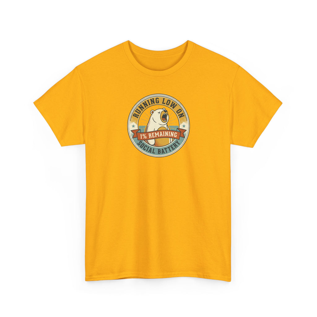 Running Low on Social Battery T-Shirt | Funny Introvert Bear Graphic Tee