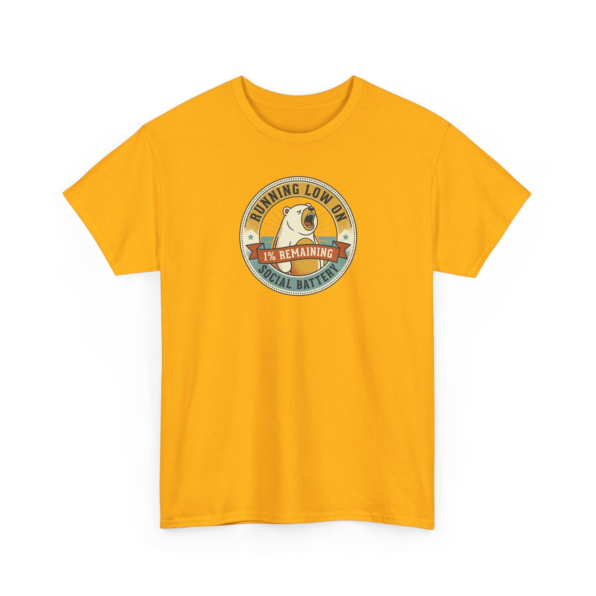 Running Low on Social Battery T-Shirt | Funny Introvert Bear Graphic Tee