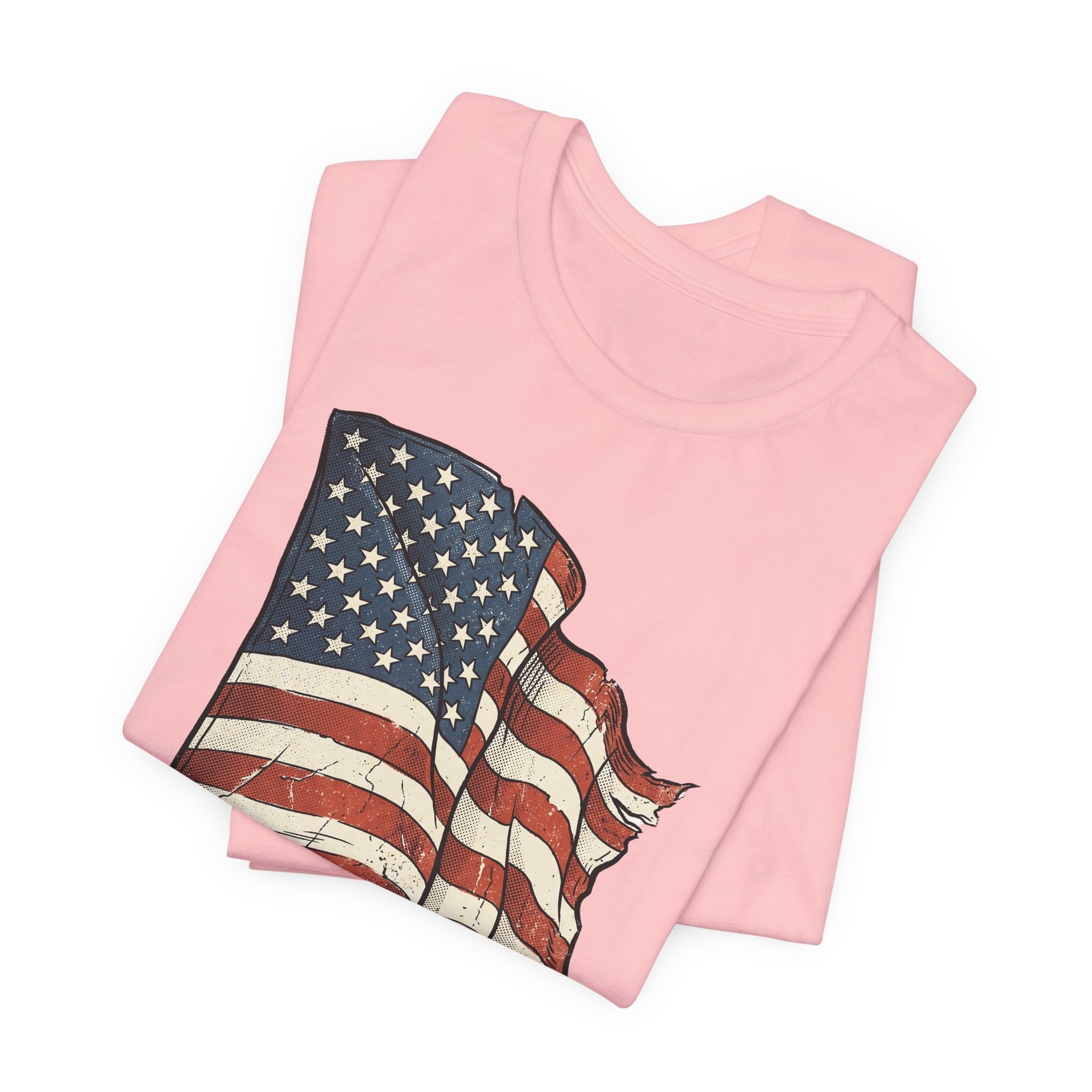Vintage Waving American Flag T-Shirt | USA Stars Stripes Distressed Patriotic Graphic Tee