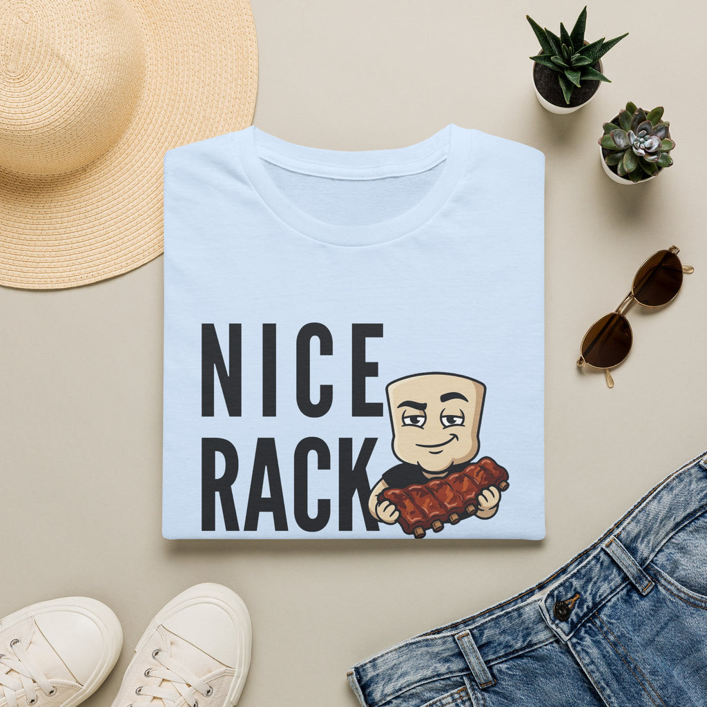 Nice Rack T-Shirt | Funny BBQ Ribs Grilling Tee | Cookout Humor Food Pun Gift