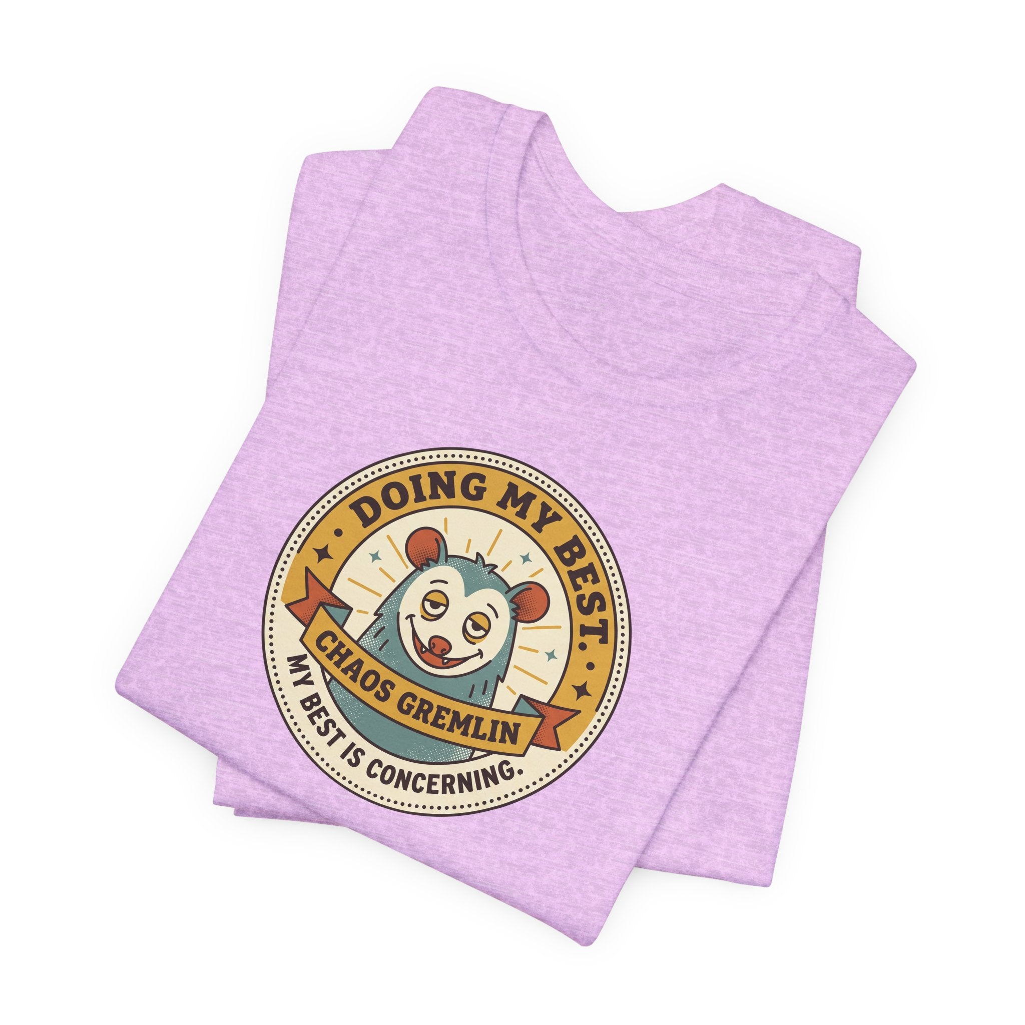 Doing My Best Chaos Gremlin Tee | Cute Cartoon Gremlin Badge Shirt
