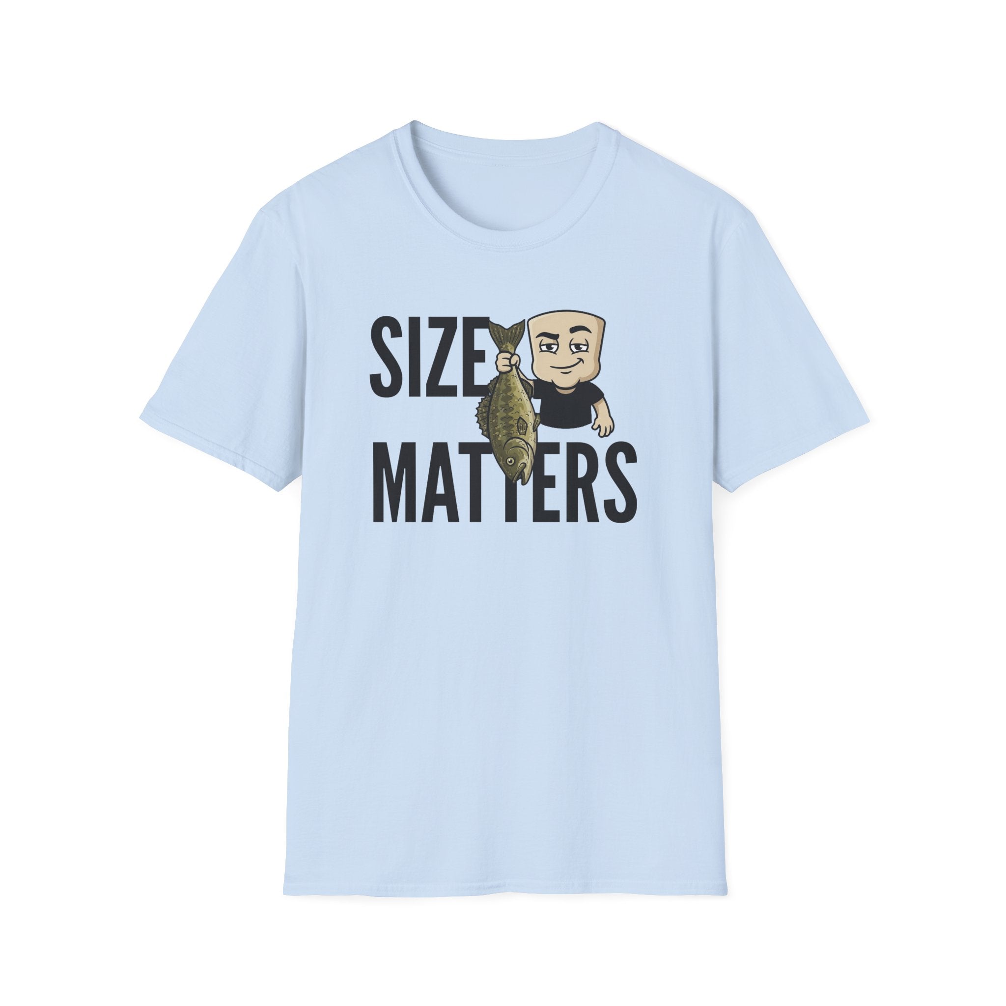 Size Matters T-Shirt, Funny Fishing Tee, Fisherman Angler Gift Shirt, Sarcastic Bass Fishing Humor Tee for Men & Women