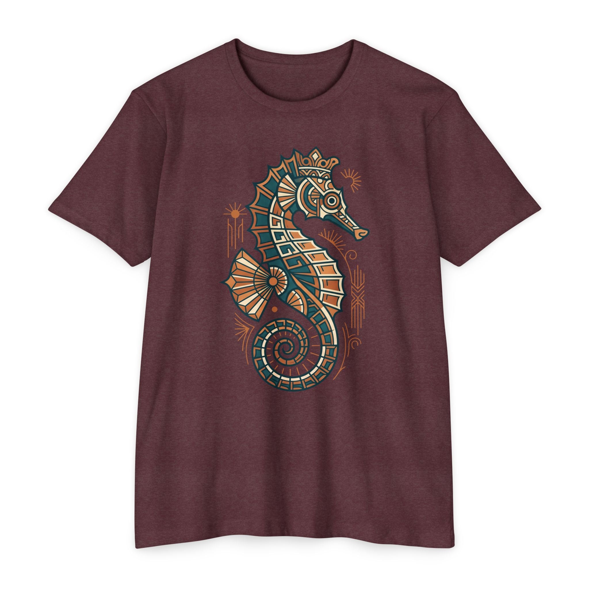 Seahorse T-Shirt Nautical Mosaic Coastal Beach Ocean Art Graphic Tee Sea Lover Gift Unisex