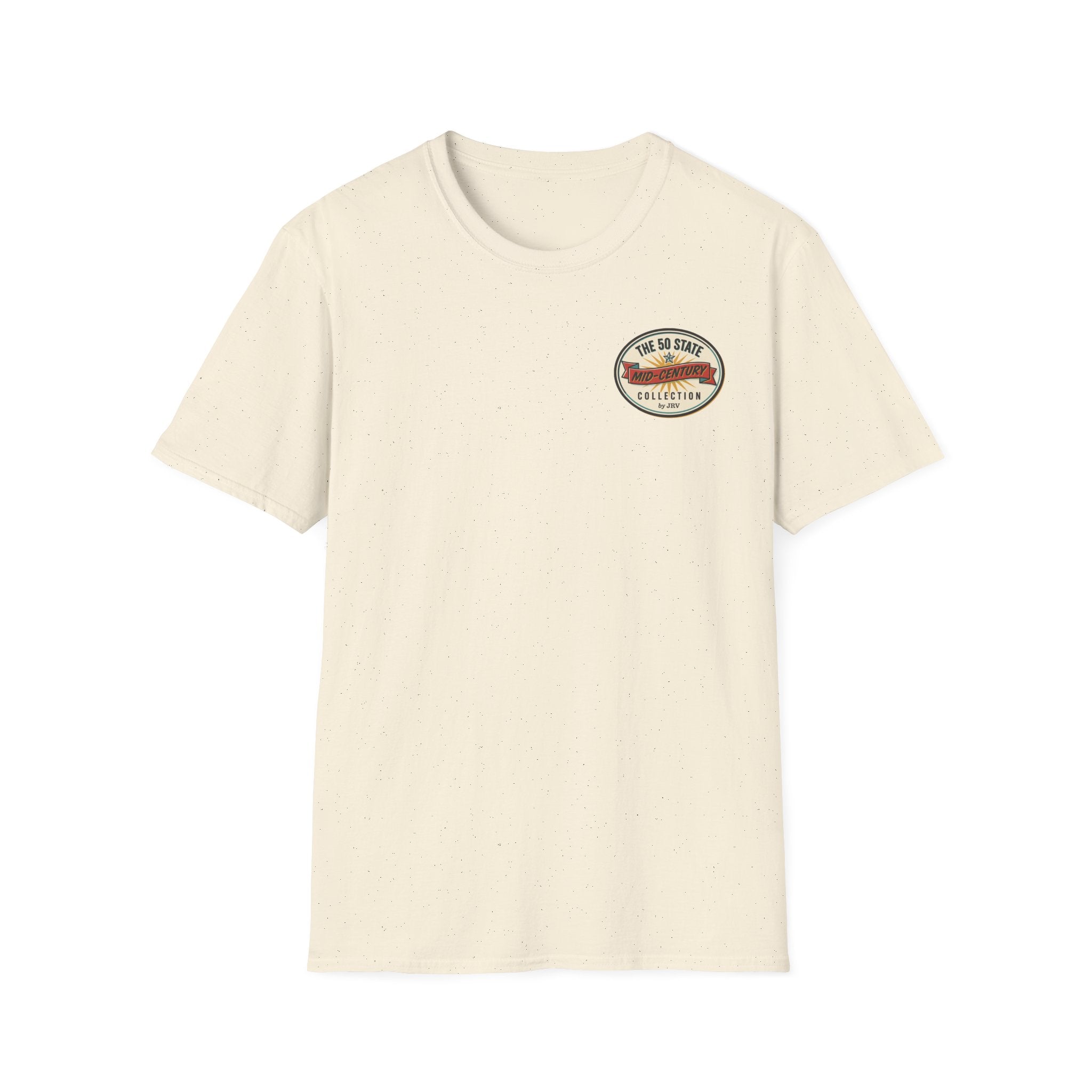 Natural cream T-shirt with round chest logo patch
