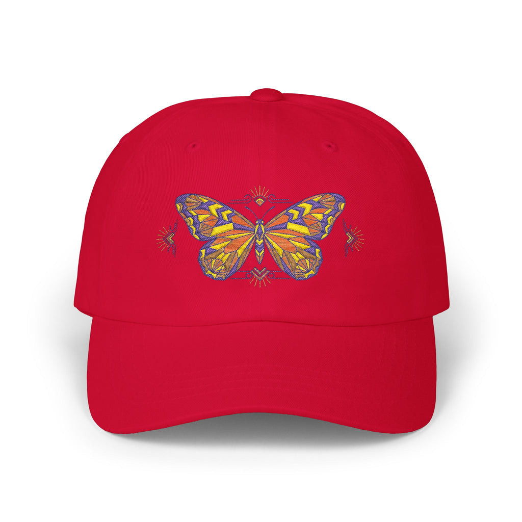 Butterfly Embroidered Dad Cap — Colorful Mosaic Moth Baseball Hat