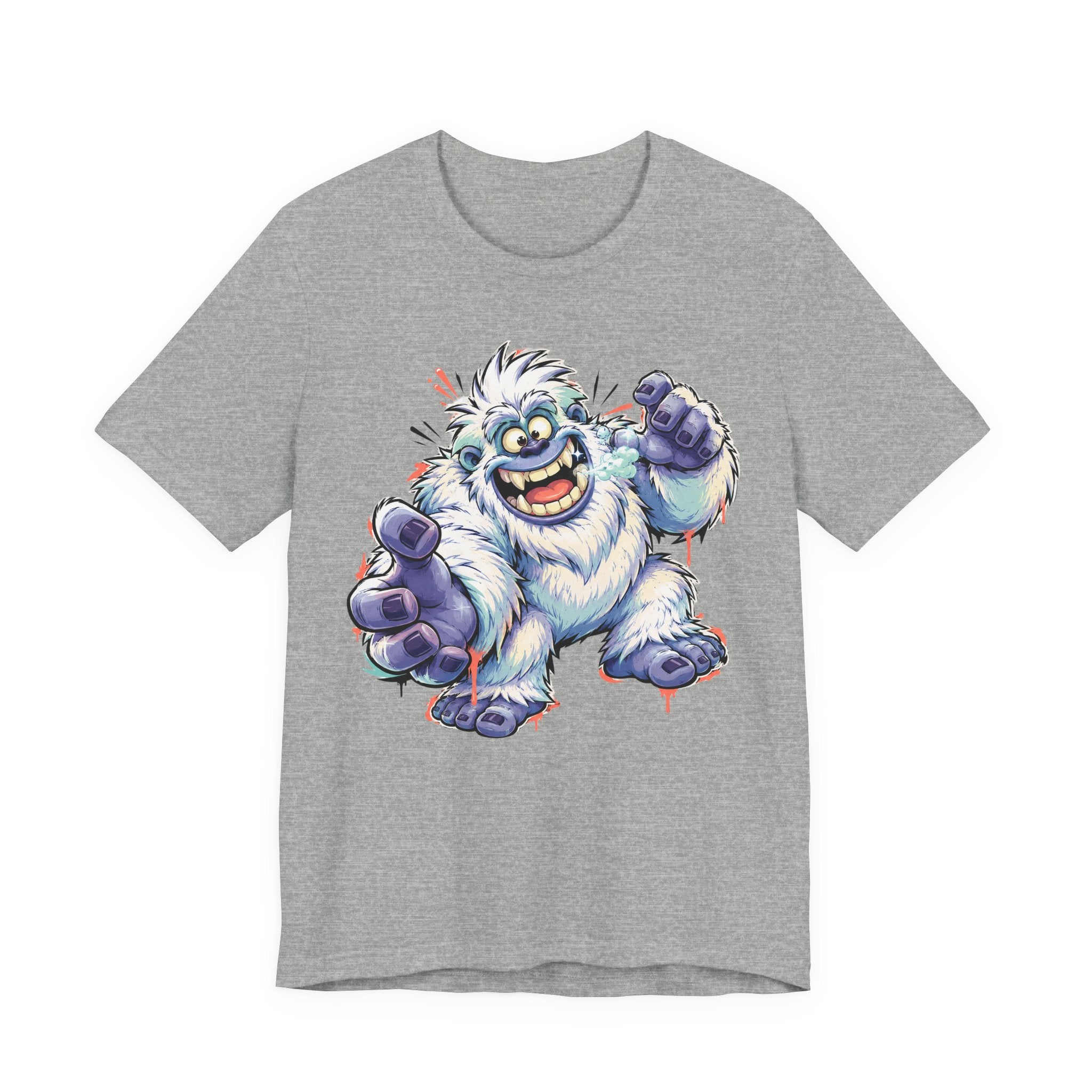 Playful Yeti Monster T-Shirt | Cartoon Sasquatch Tee, Snow Creature Illustration, Fun Unisex Gift