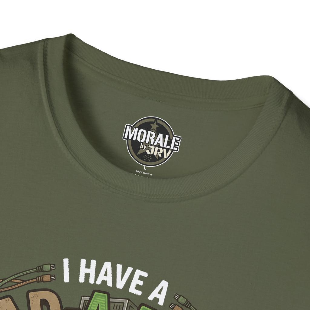 Military green T-shirt with Morale by Dri logo and 'I have a' print