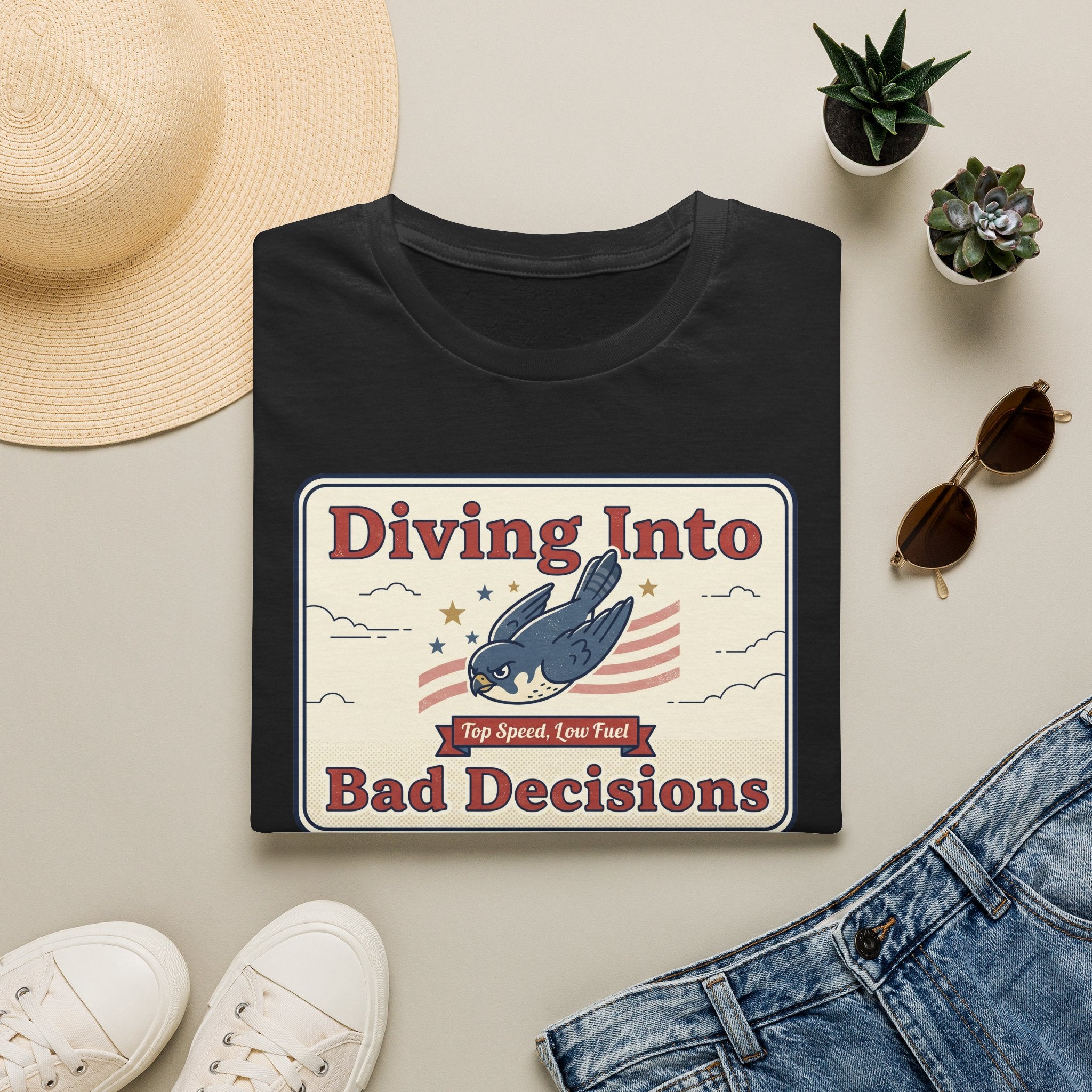 Diving Into Bad Decisions T-Shirt | Retro Shark Graphic
