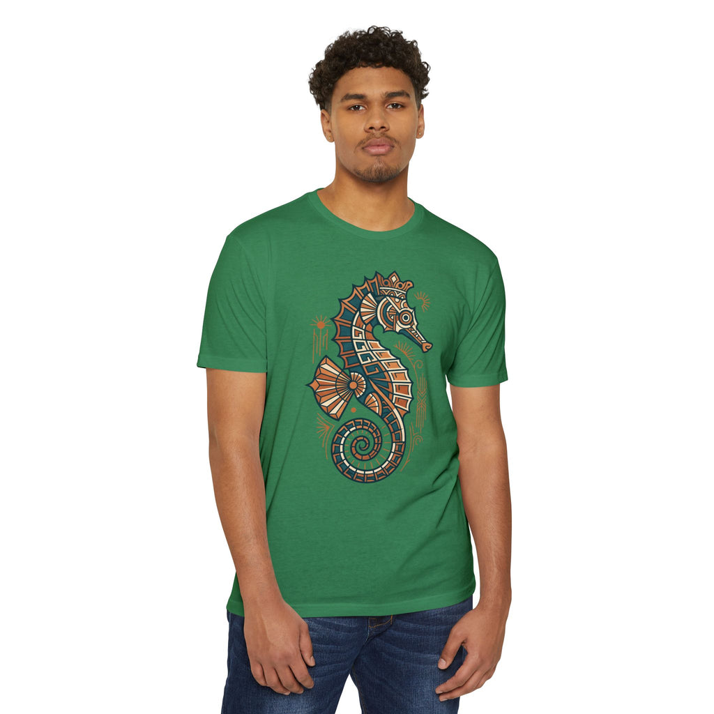 Seahorse T-Shirt Nautical Mosaic Coastal Beach Ocean Art Graphic Tee Sea Lover Gift Unisex