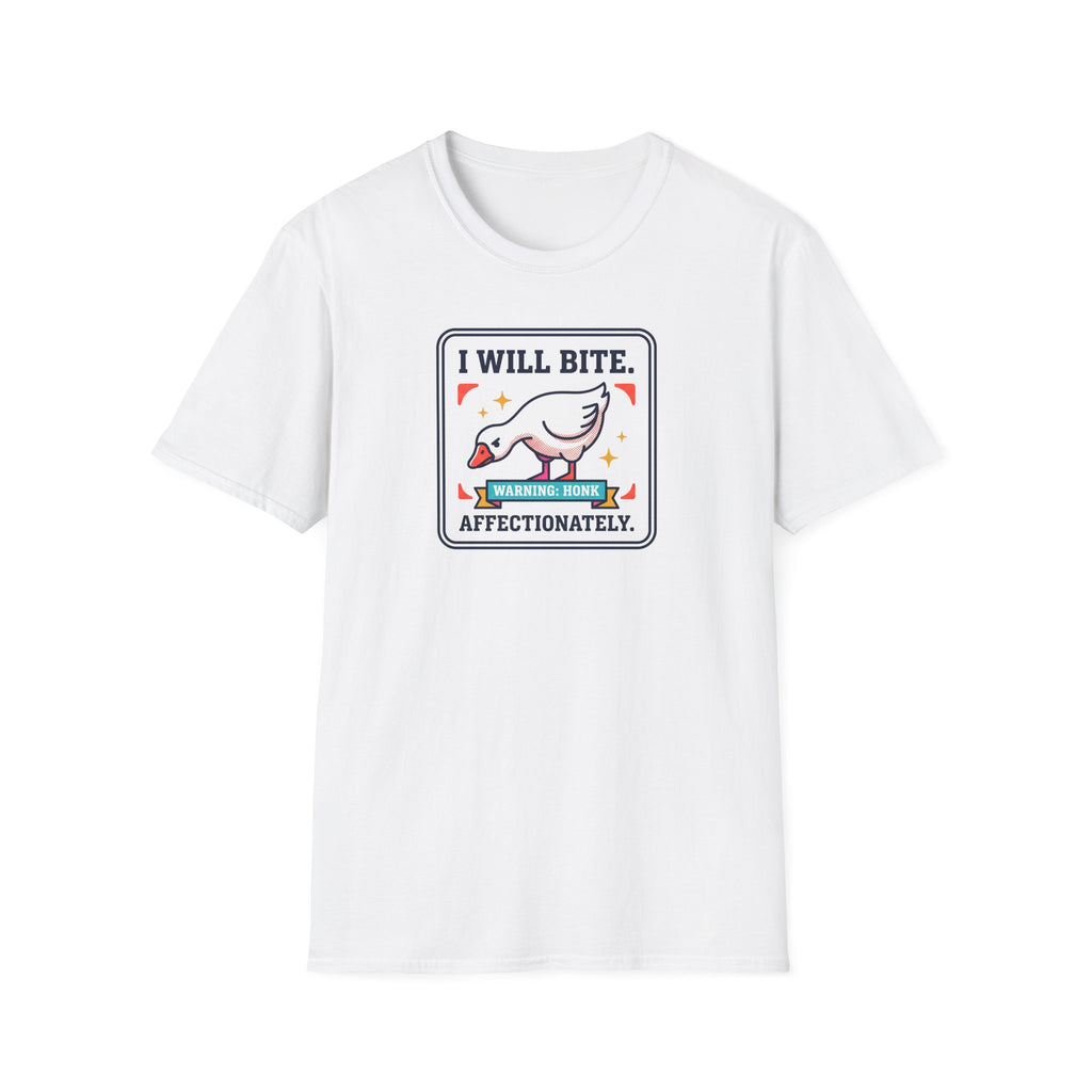 Funny Goose T-Shirt | I Will Bite Honking Goose Warning Graphic Tee | Funny Goose Lover Gift