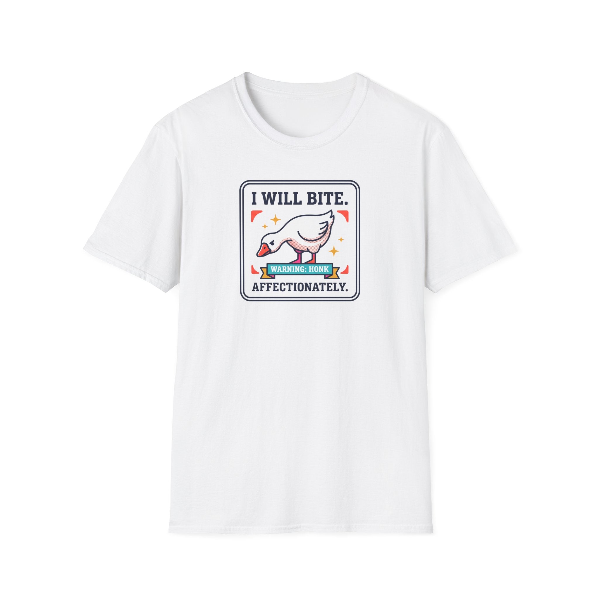 Funny Goose T-Shirt | I Will Bite Honking Goose Warning Graphic Tee | Funny Goose Lover Gift