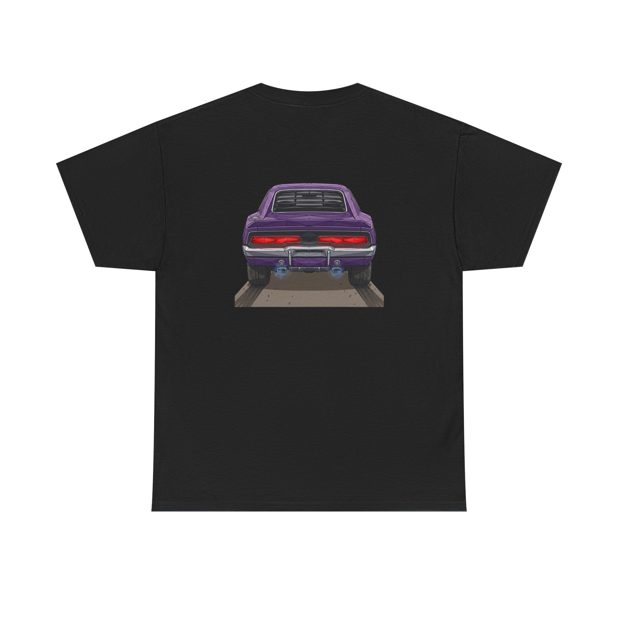 Retro Purple Muscle Car Tee | Front and Back Car Illustration