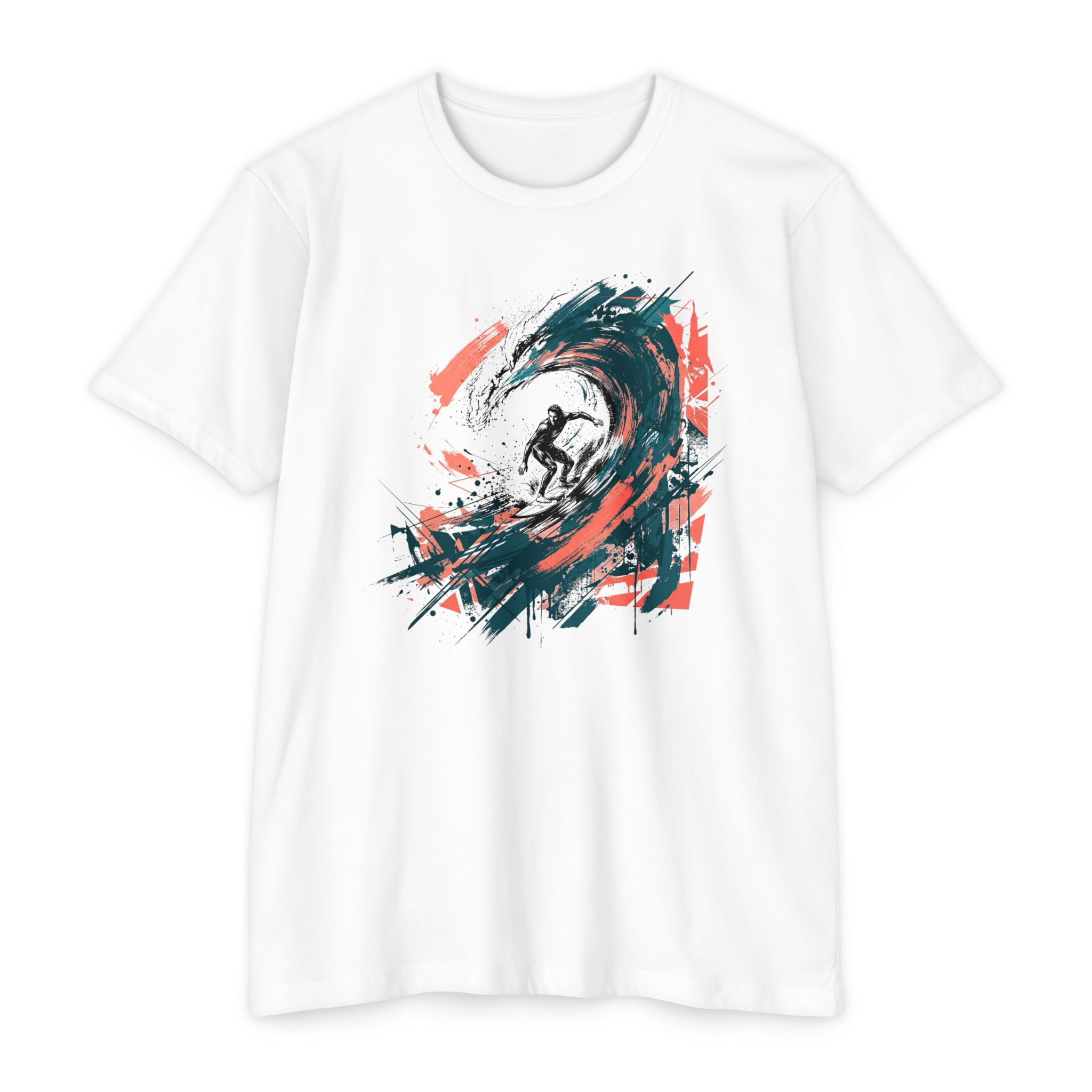 Surfer T-Shirt Wave Paintbrush Art Abstract Ocean Surf Graphic Tee Surfer Gift Beach Lover Unisex