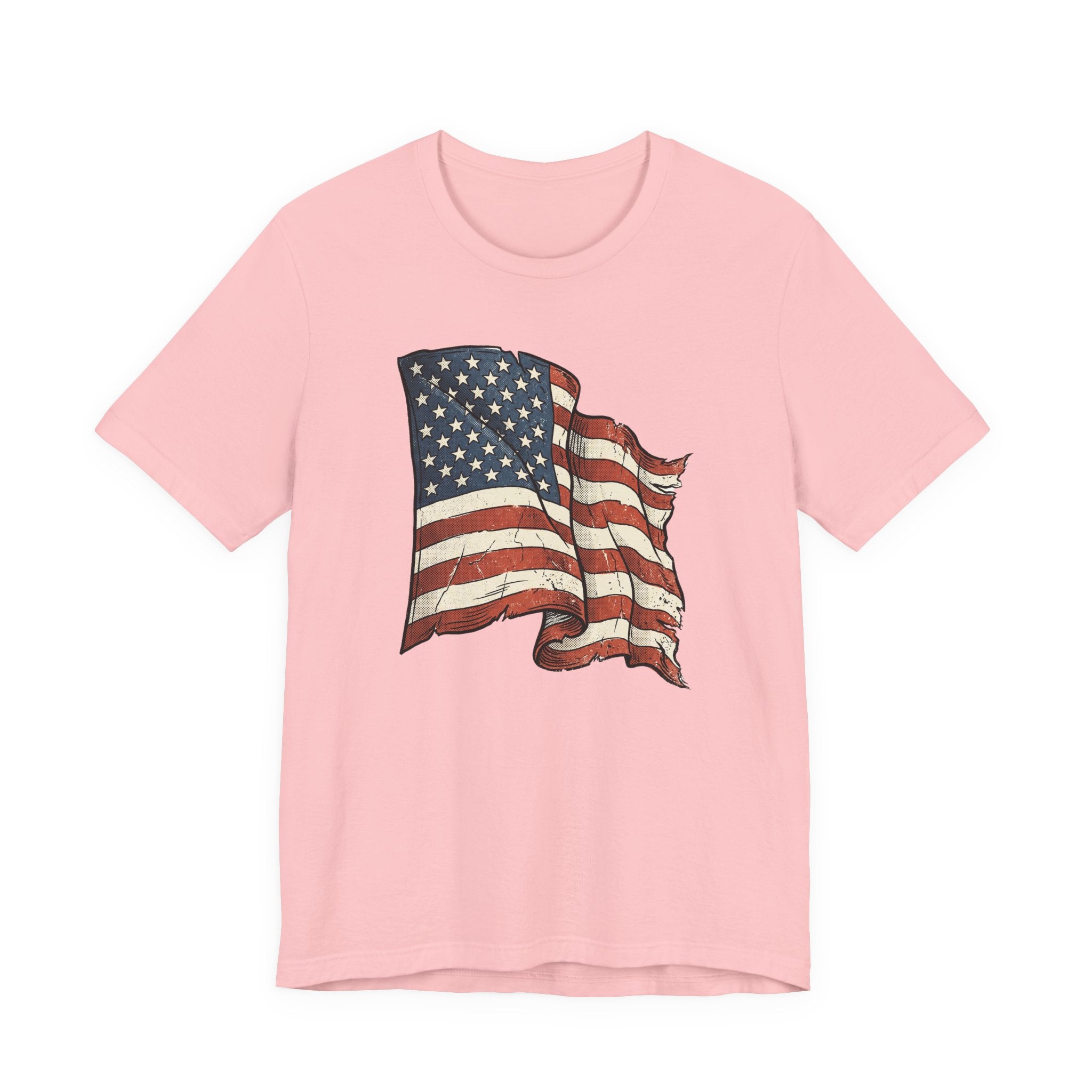 Vintage Waving American Flag T-Shirt | USA Stars Stripes Distressed Patriotic Graphic Tee