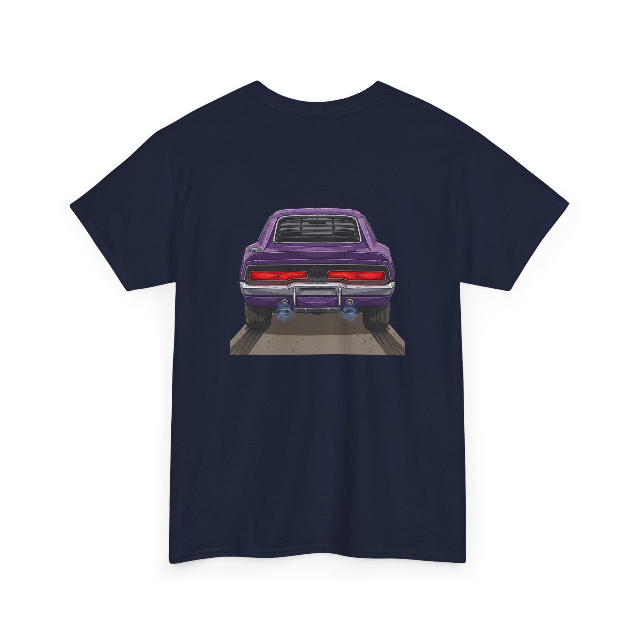 Retro Purple Muscle Car Tee | Front and Back Car Illustration