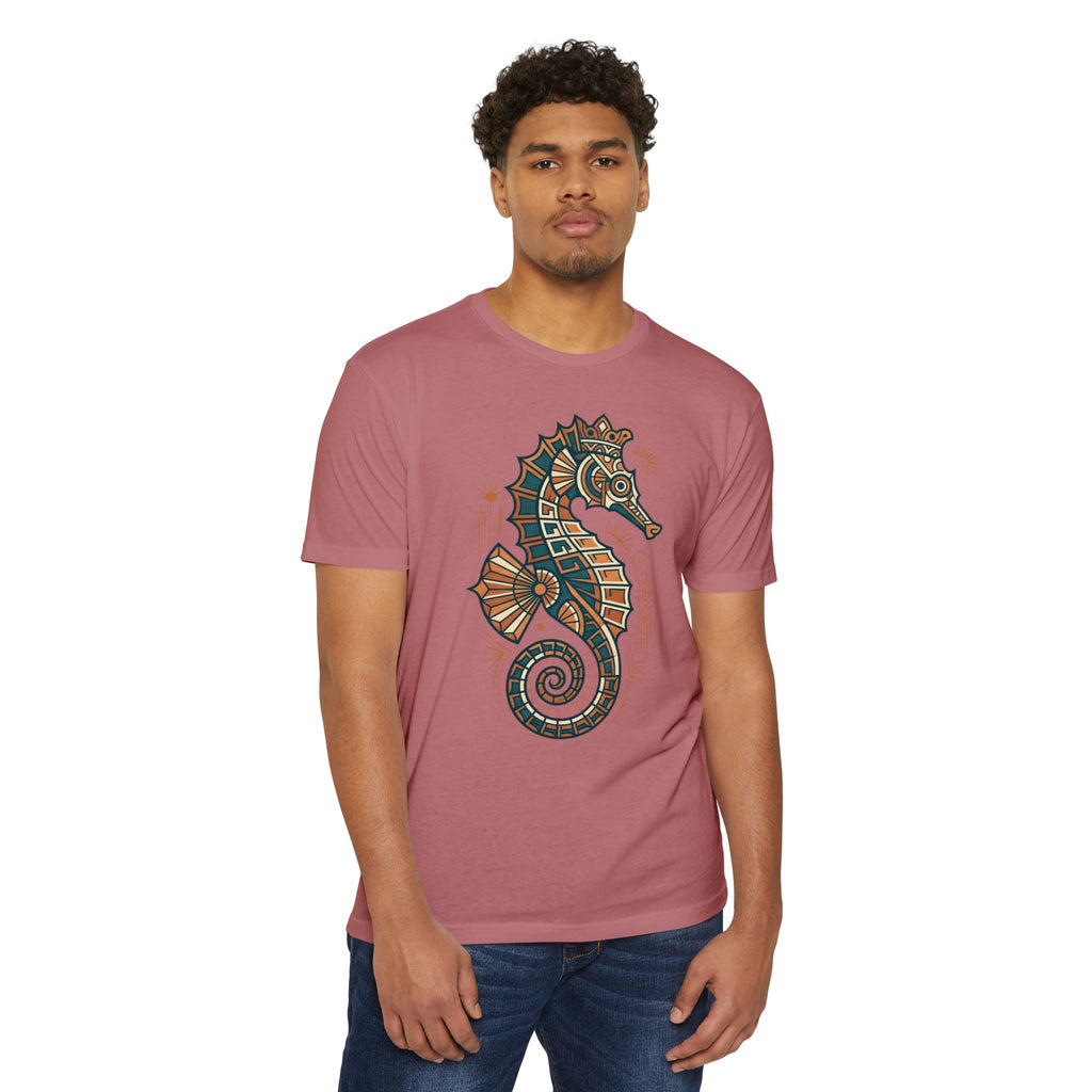 Seahorse T-Shirt Nautical Mosaic Coastal Beach Ocean Art Graphic Tee Sea Lover Gift Unisex
