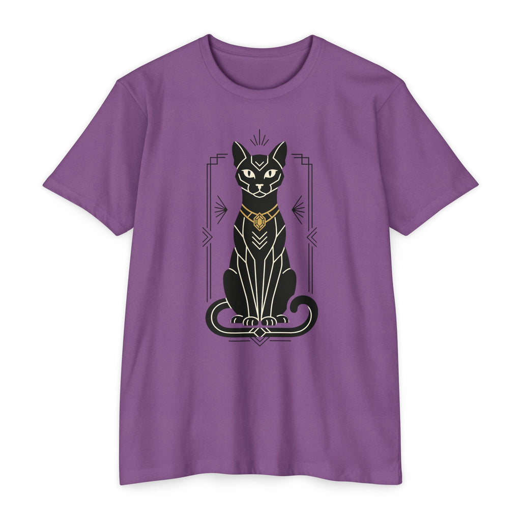 Black Cat T-Shirt Art Deco Egyptian Cat Illustration Graphic Tee Cat Lover Gift Mystic Unisex