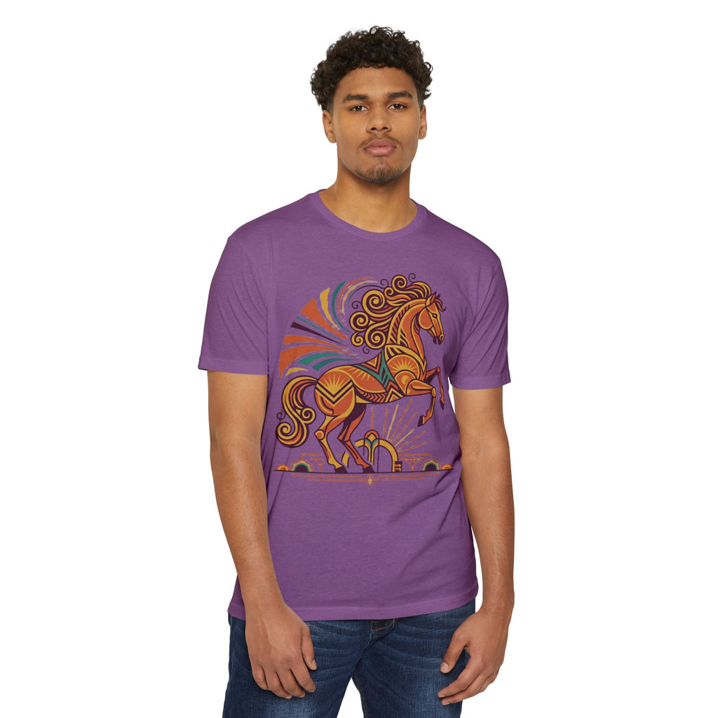 Horse T-Shirt Boho Prancing Horse Sunburst Illustration Graphic Tee Nature Lover Gift Unisex