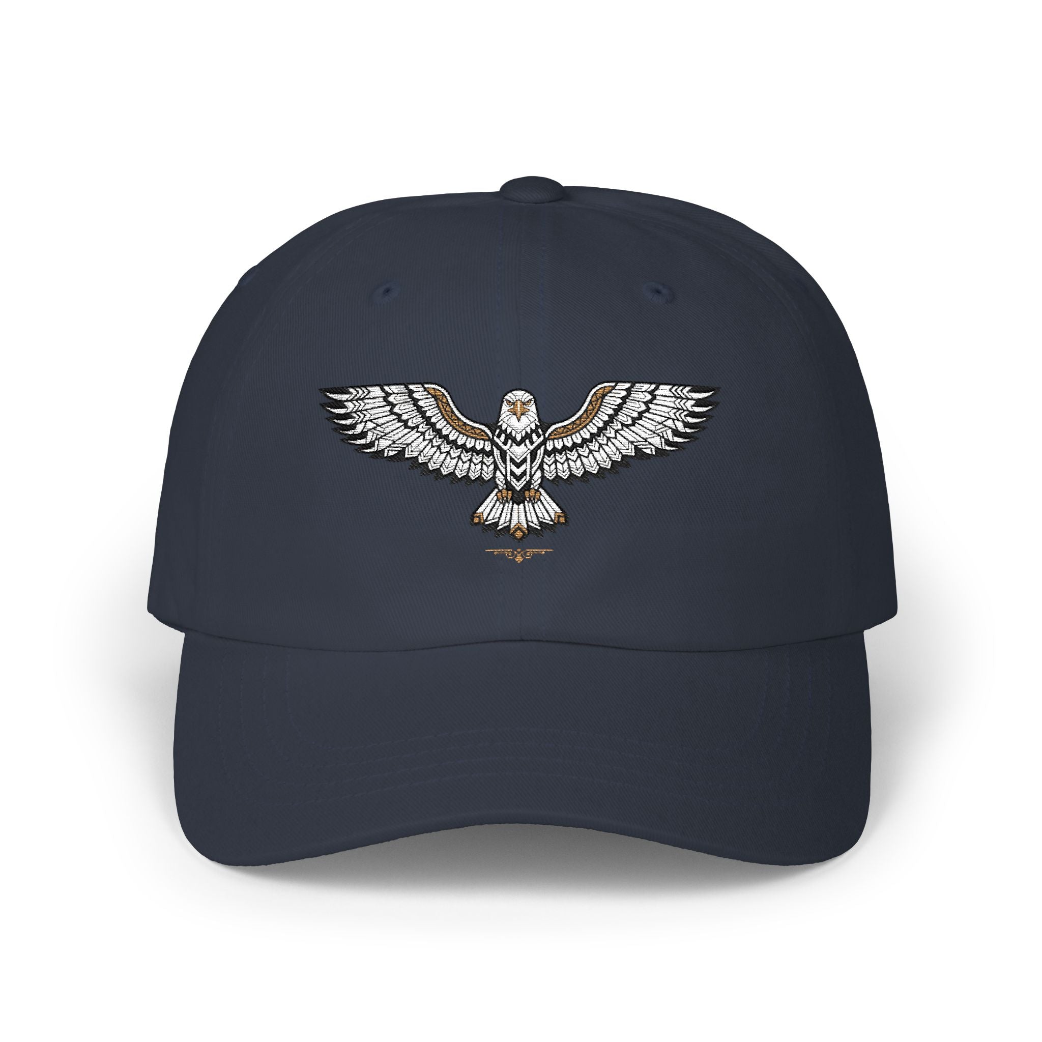 Embroidered Soaring Eagle Dad Cap — Classic White Baseball Hat