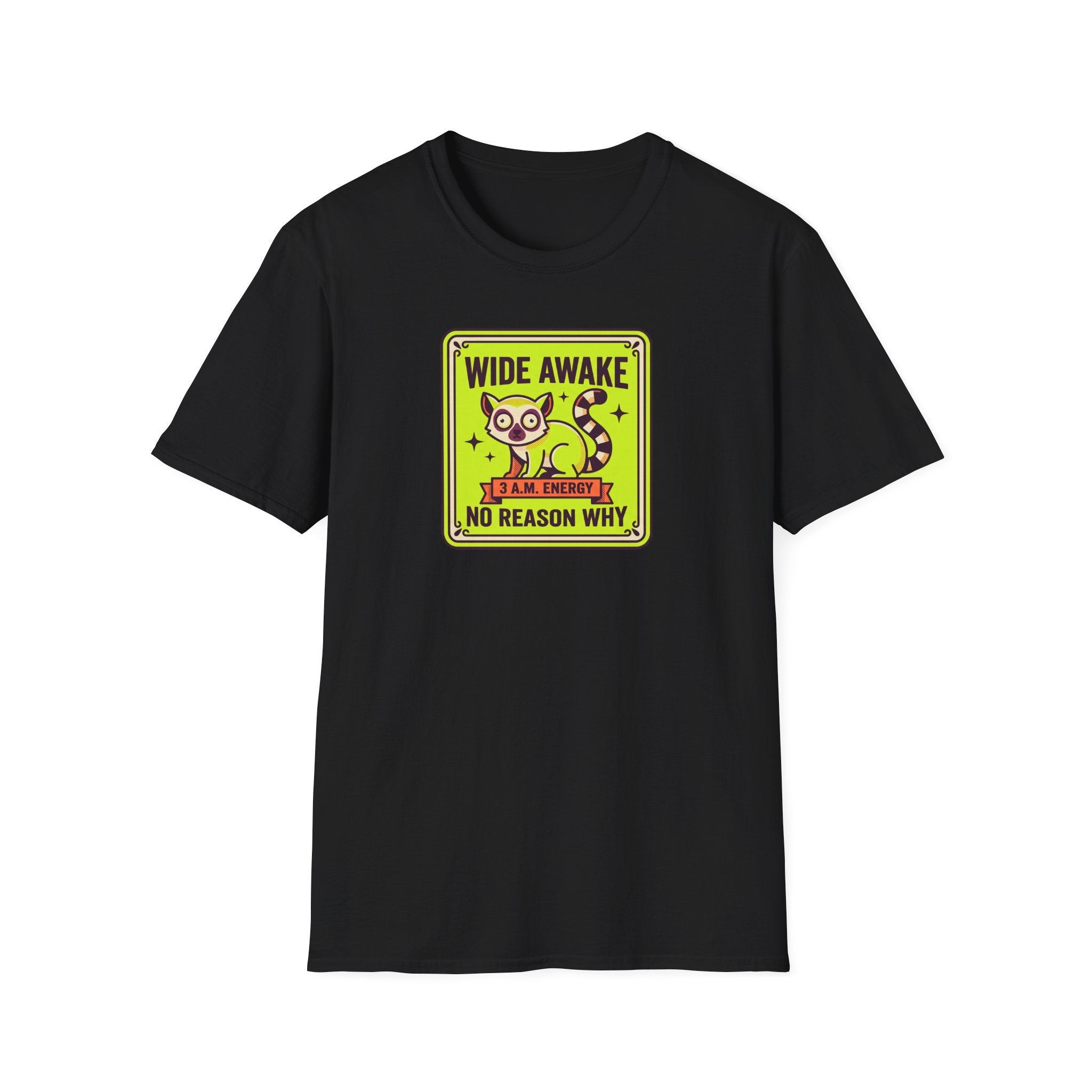 Wide Awake Cat 3 A.M. Energy T-Shirt | Funny Caffeine Night Owl Tee