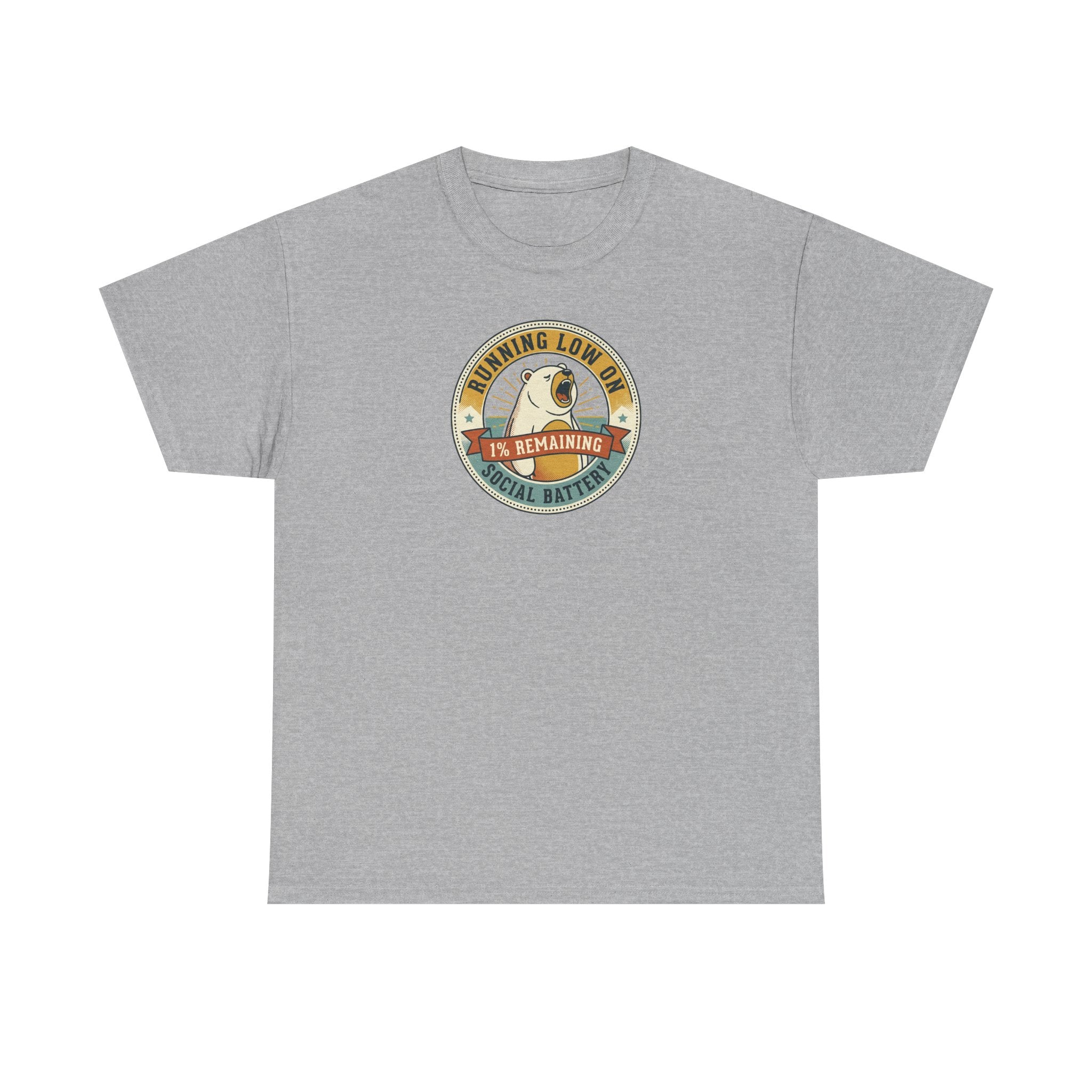 Running Low on Social Battery T-Shirt | Funny Introvert Bear Graphic Tee