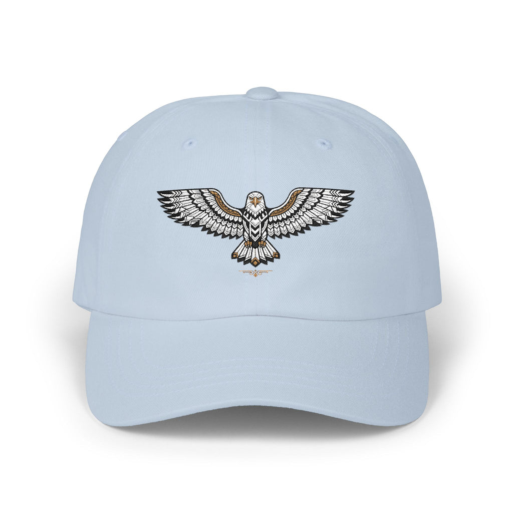 Embroidered Soaring Eagle Dad Cap — Classic White Baseball Hat
