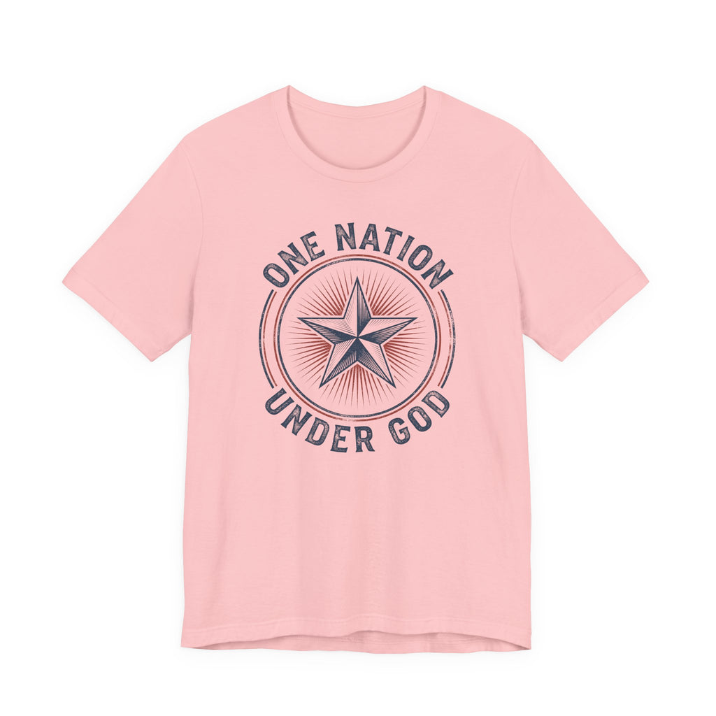 One Nation Under God T-Shirt | Patriotic Christian Faith Americana Star Graphic Tee