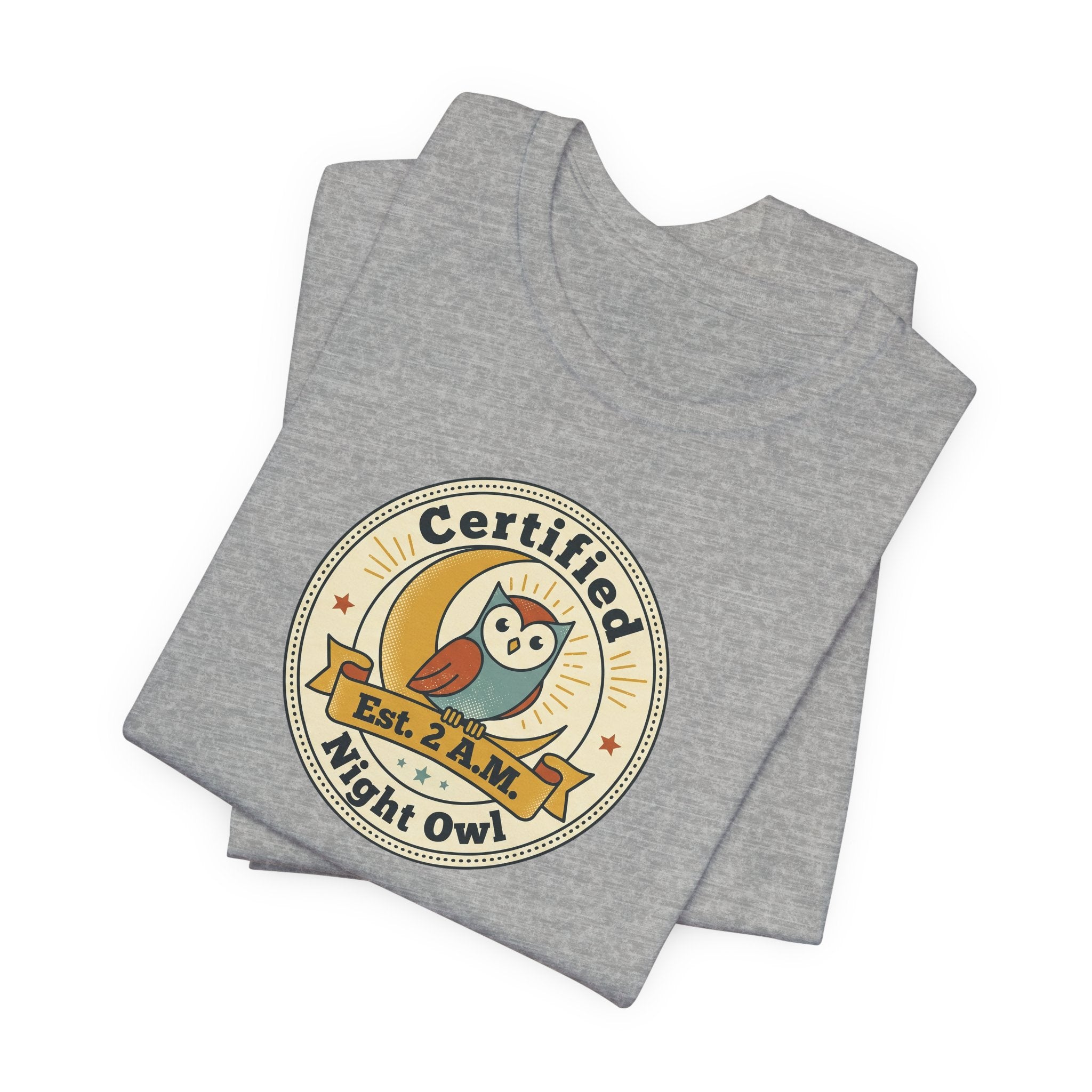Certified Night Owl owl badge T-Shirt | 2 AM est. graphic tee