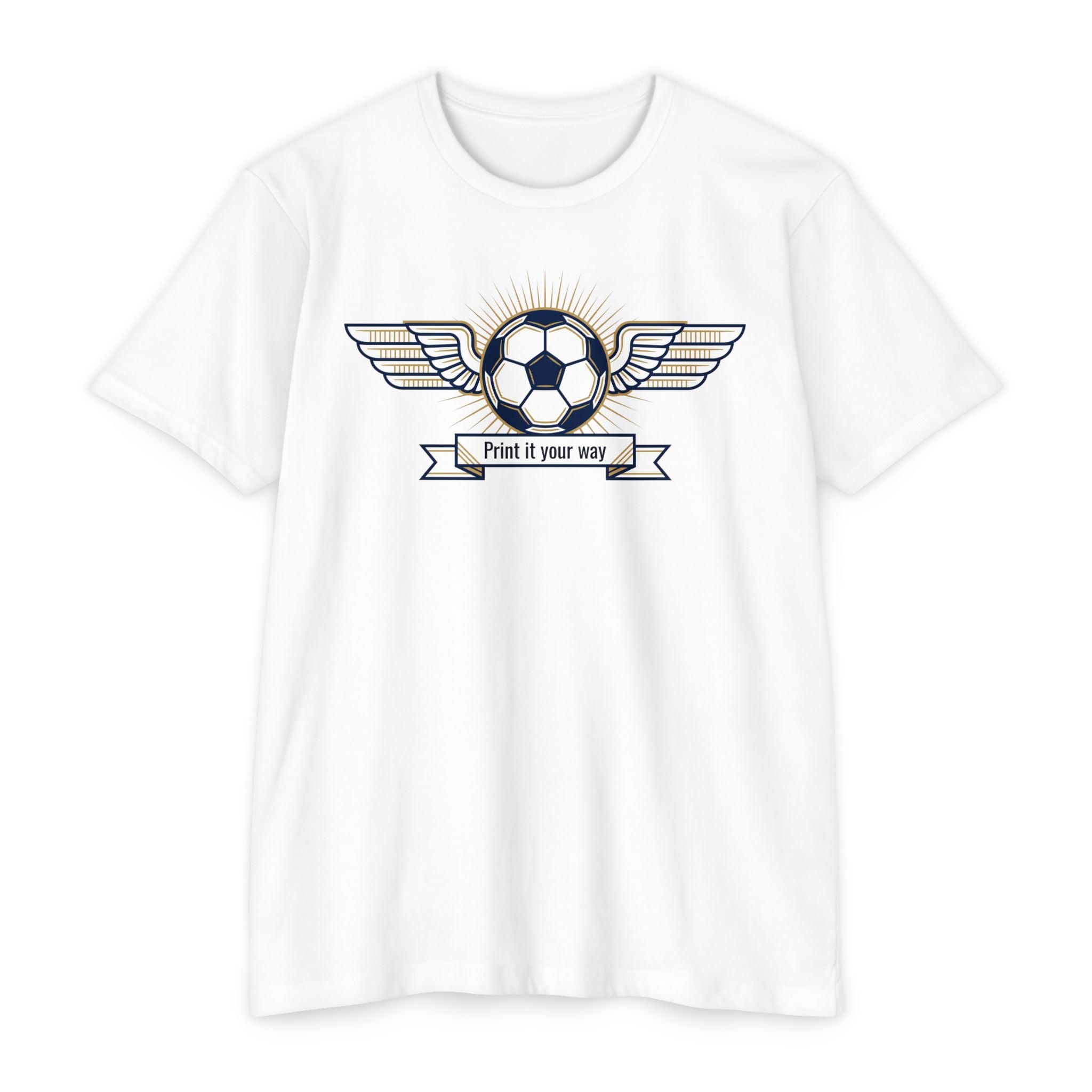 Custom Vintage Soccer T-Shirt Personalized Winged Soccer Emblem Tee Add Your Name or Team Soccer Gift