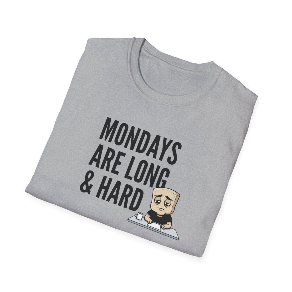 Mondays Are Long & Hard T-Shirt, Funny Coffee Lover Tee, Sarcastic Monday Mood Gift Shirt, Caffeine Humor Tee Men Women