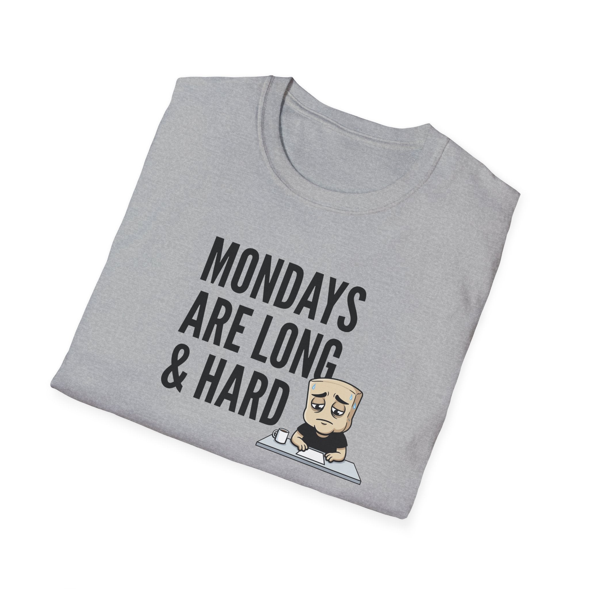 Mondays Are Long & Hard T-Shirt, Funny Coffee Lover Tee, Sarcastic Monday Mood Gift Shirt, Caffeine Humor Tee Men Women