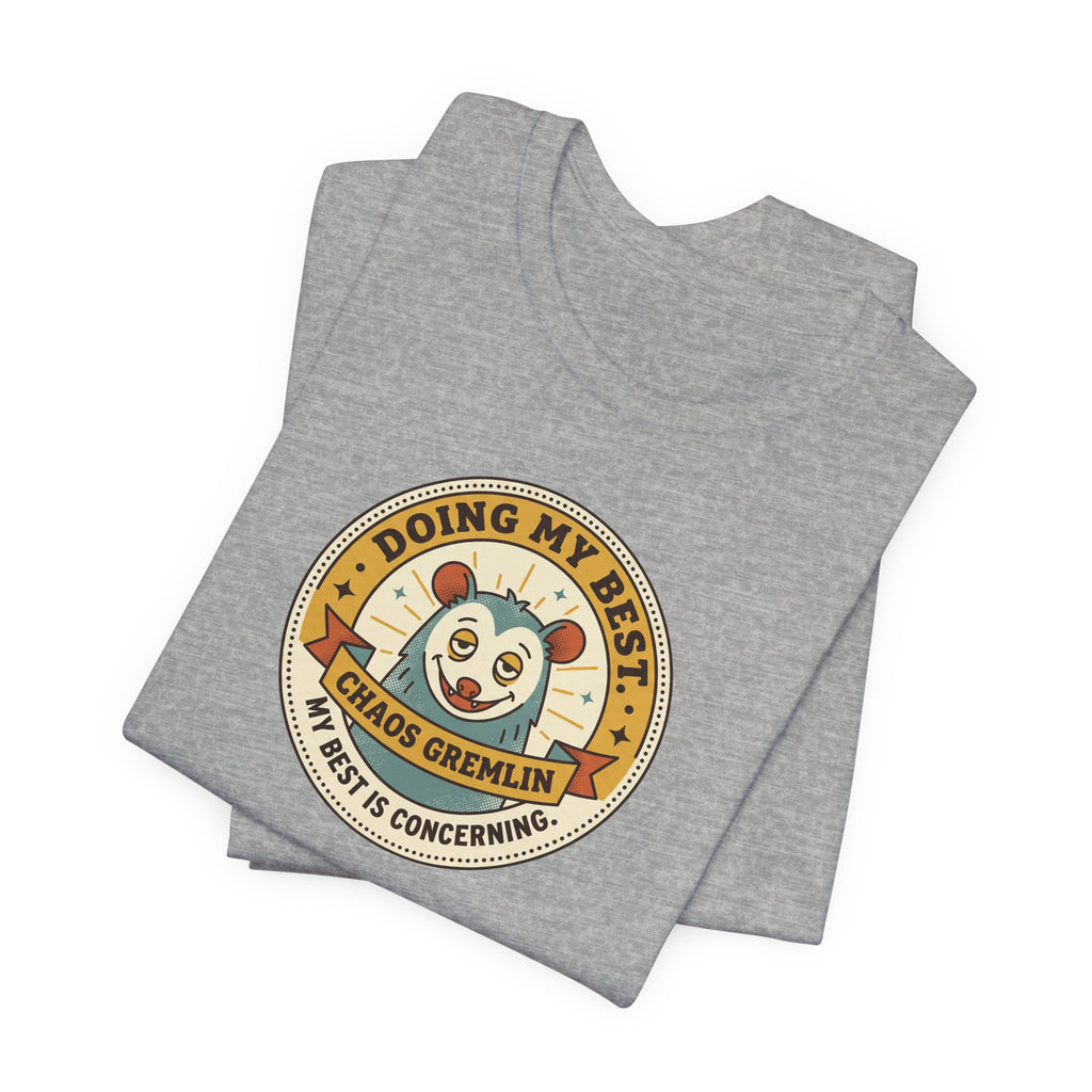 Doing My Best Chaos Gremlin Tee | Cute Cartoon Gremlin Badge Shirt