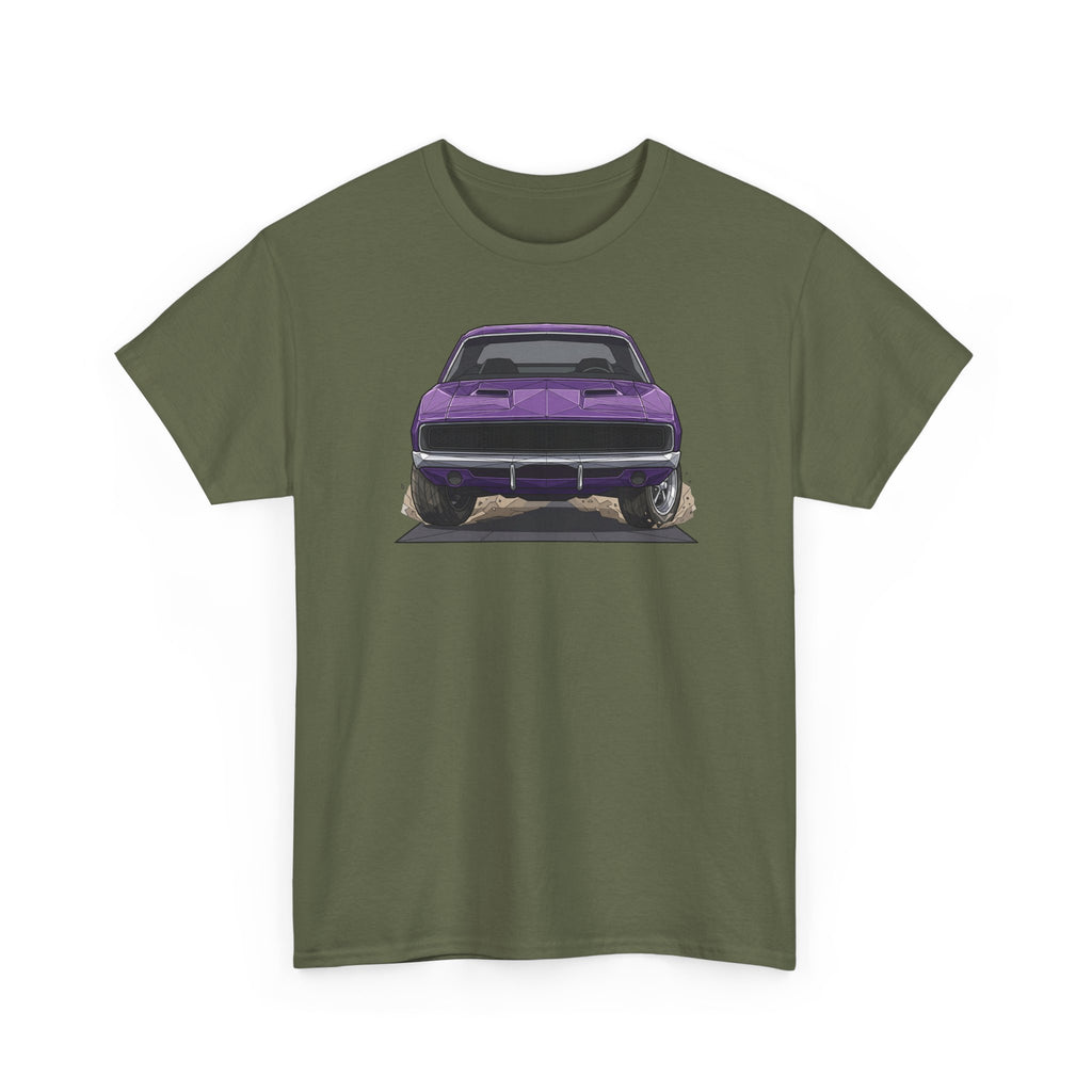 Retro Purple Muscle Car Tee | Front and Back Car Illustration