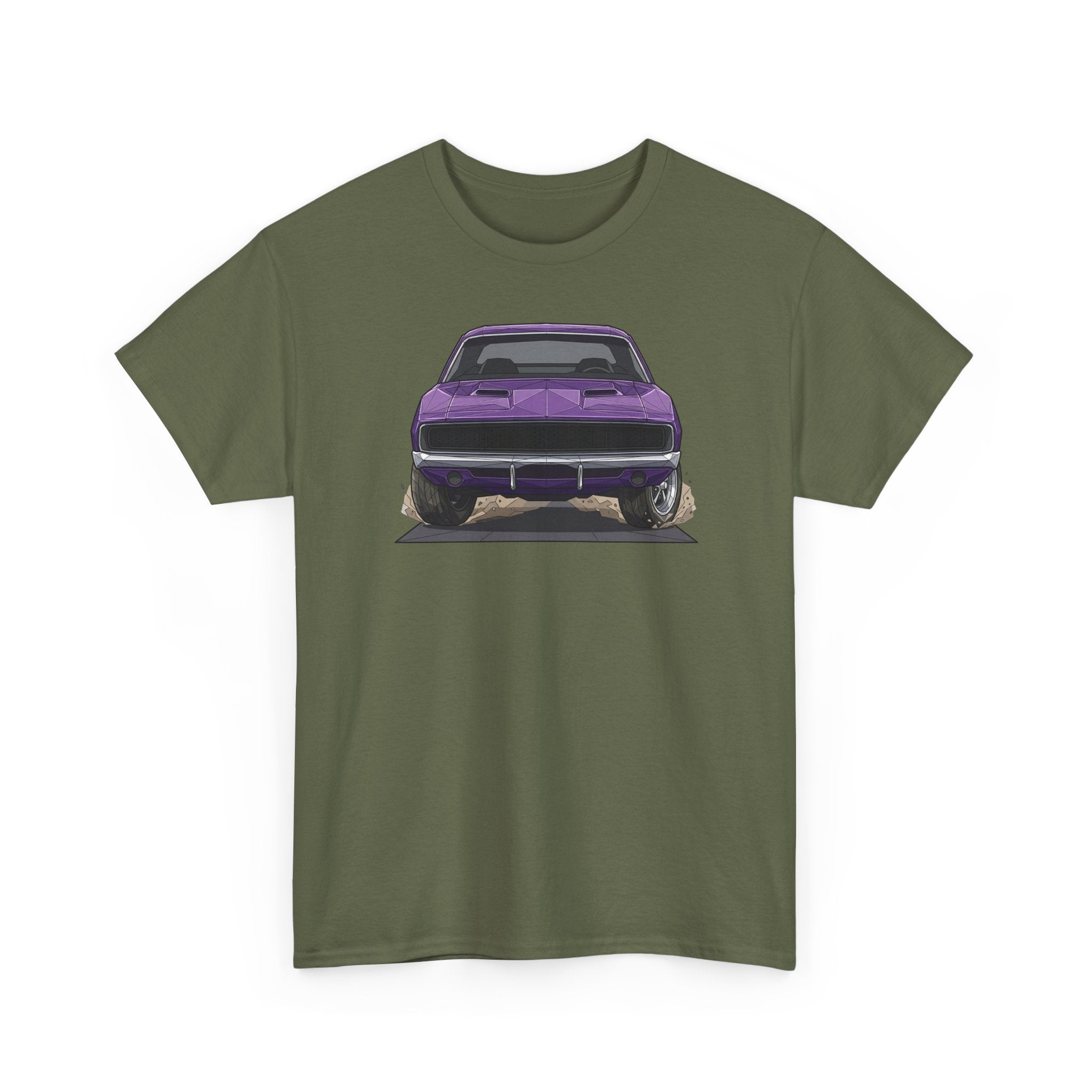 Retro Purple Muscle Car Tee | Front and Back Car Illustration