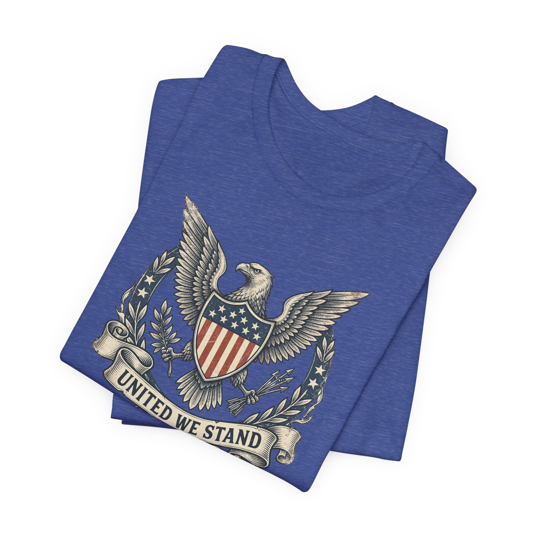 American Eagle Shield United We Stand T-Shirt | Patriotic USA Flag Crest Graphic Tee