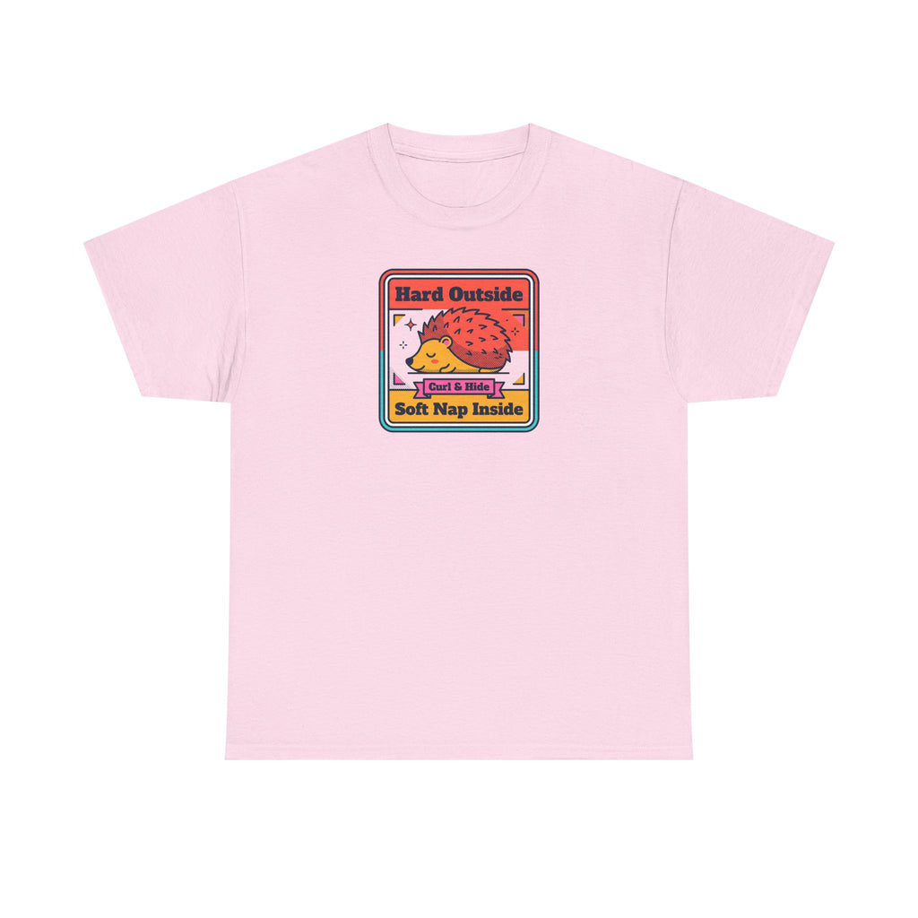 Hard Outside Soft Nap Inside T-Shirt | Funny Hedgehog Introvert Graphic Tee