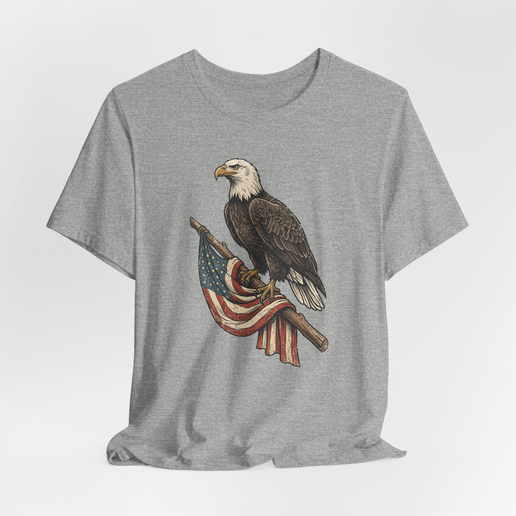 Bald Eagle American Flag T-Shirt | Patriotic USA Stars Stripes Vintage Eagle Graphic Tee Gift