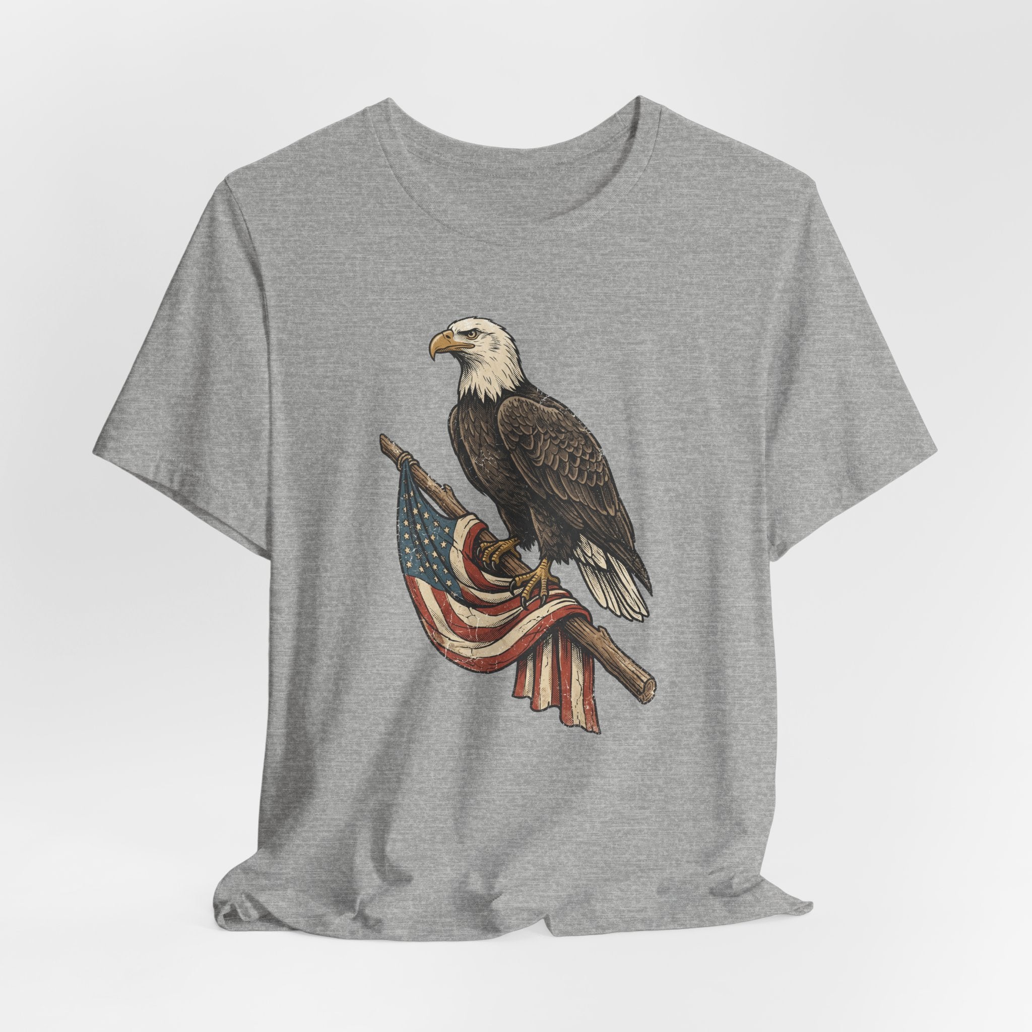 Bald Eagle American Flag T-Shirt | Patriotic USA Stars Stripes Vintage Eagle Graphic Tee Gift
