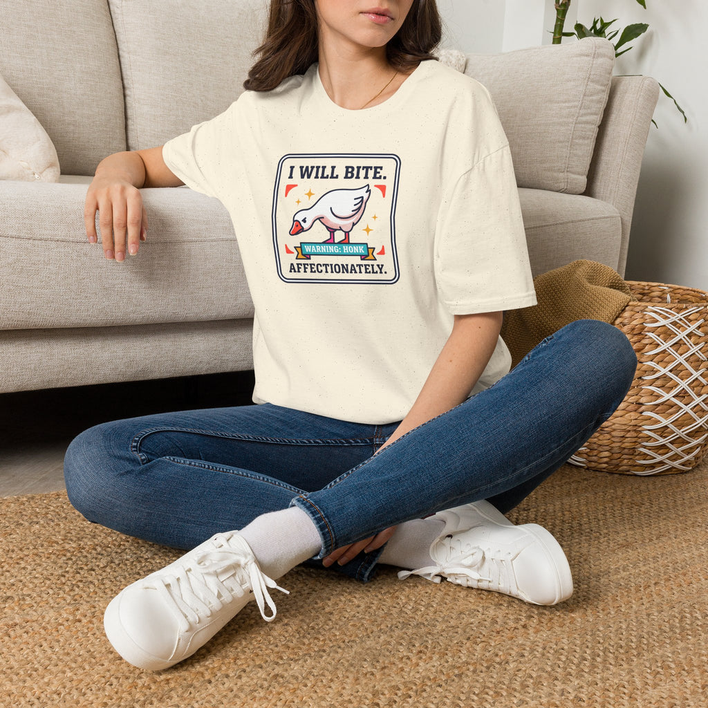 Funny Goose T-Shirt | I Will Bite Honking Goose Warning Graphic Tee | Funny Goose Lover Gift