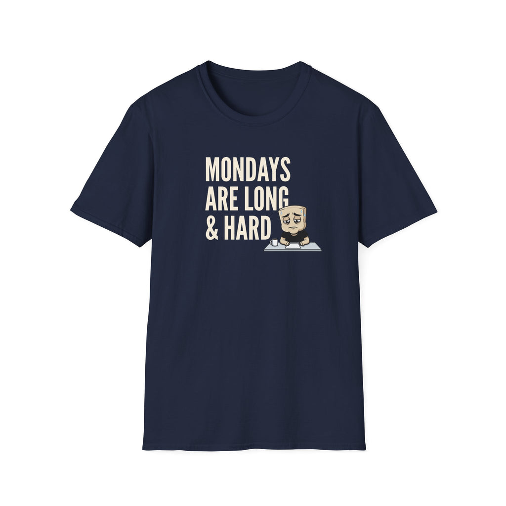 Mondays Are Long & Hard T-Shirt, Funny Coffee Lover Tee, Sarcastic Monday Mood Gift Shirt, Caffeine Humor Tee Men Women