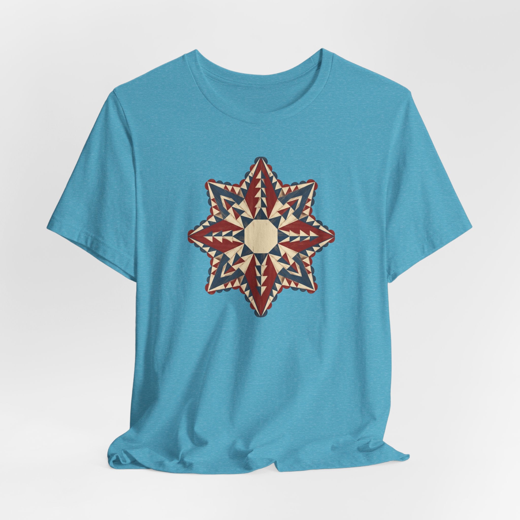 Southwestern Star Mandala Graphic Tee | Geometric Aztec Compass Boho Folk Art T-Shirt