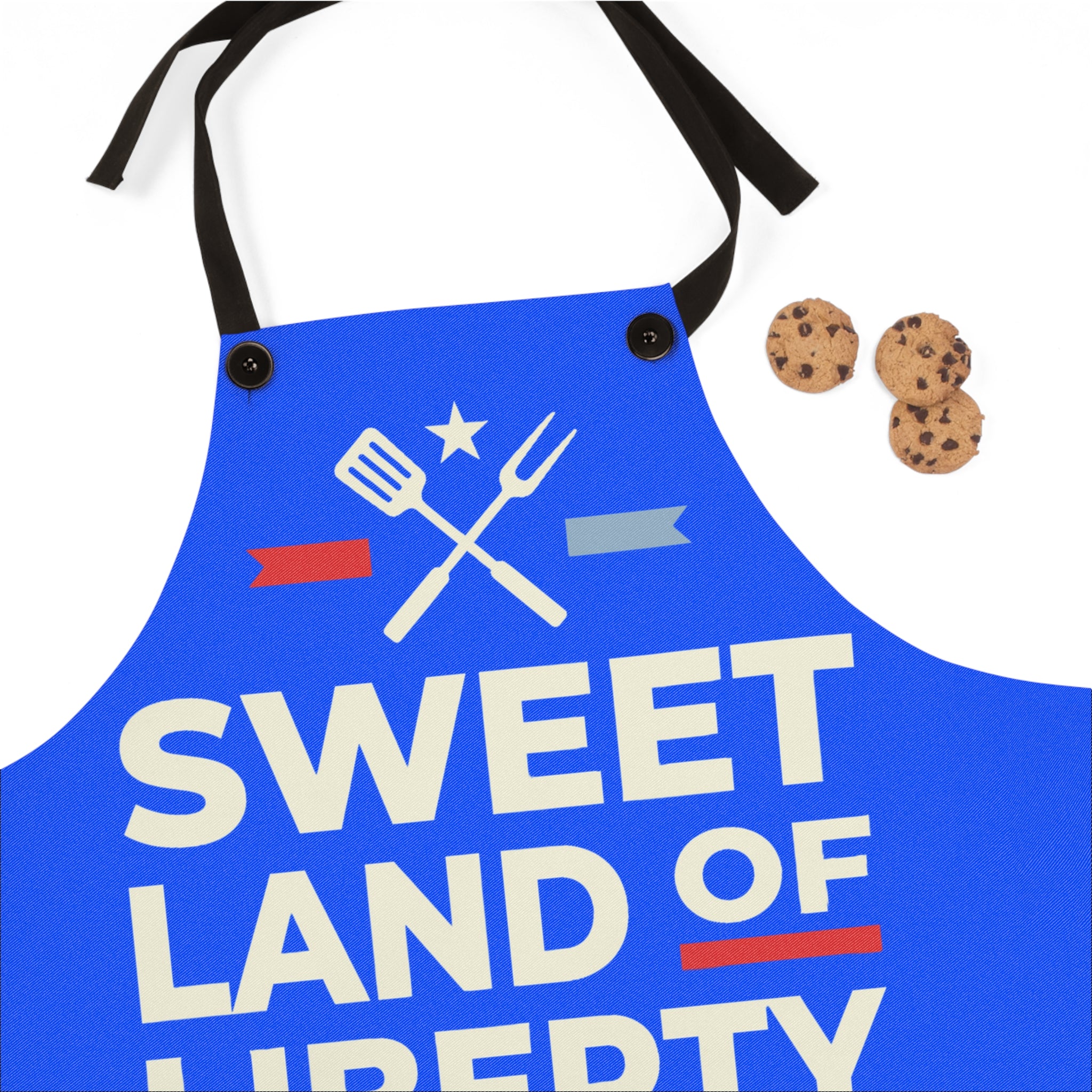 Sweet Land of Liberty BBQ Apron | Patriotic Grilling Kitchen Apron | Fourth of July Cooking Apron | USA Blue Gift Apron